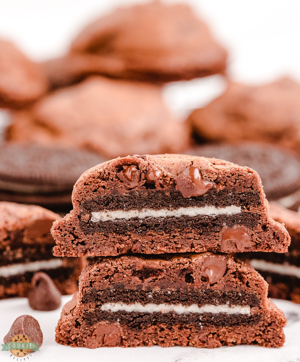 brownie cookies with oreos stuffed inside