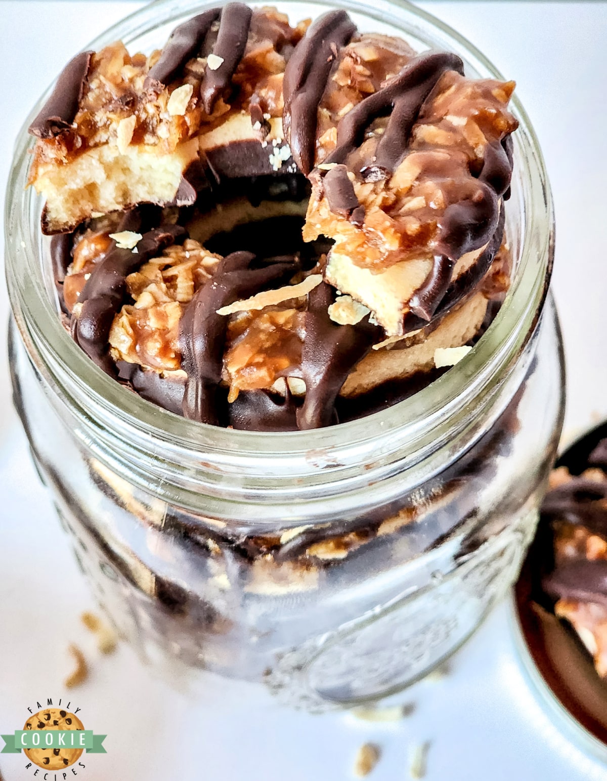 Copycat Samoa Cookies taste just like the Girl Scout cookie version! Delicious cookies made with chocolate, caramel and coconut. 