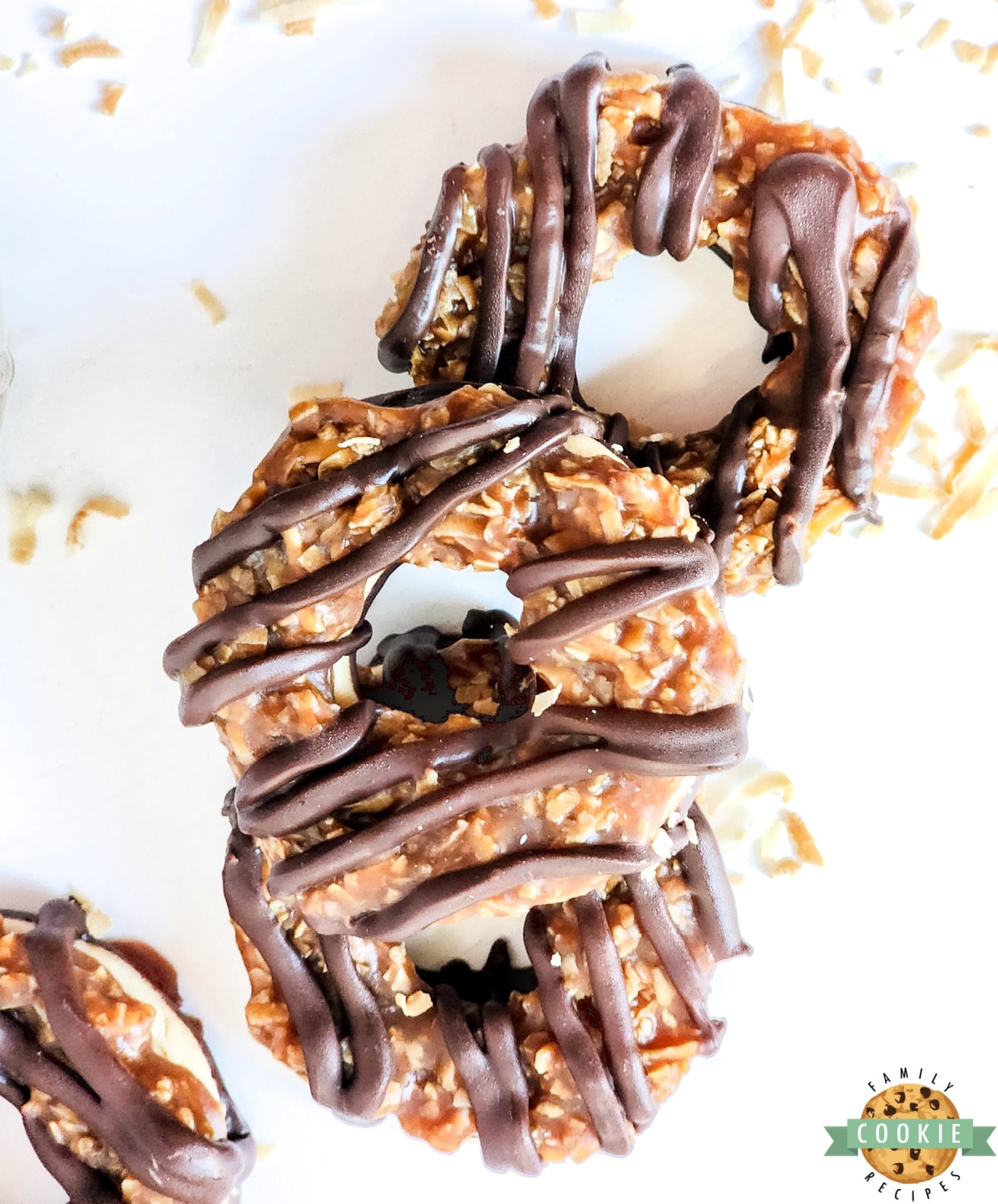 Copycat Samoa Cookies taste just like the Girl Scout cookie version! Delicious cookies made with chocolate, caramel and coconut. 