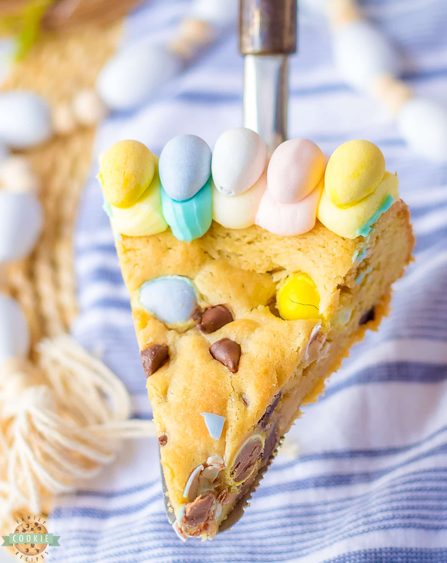 serving up a slice of Easter cookie cake