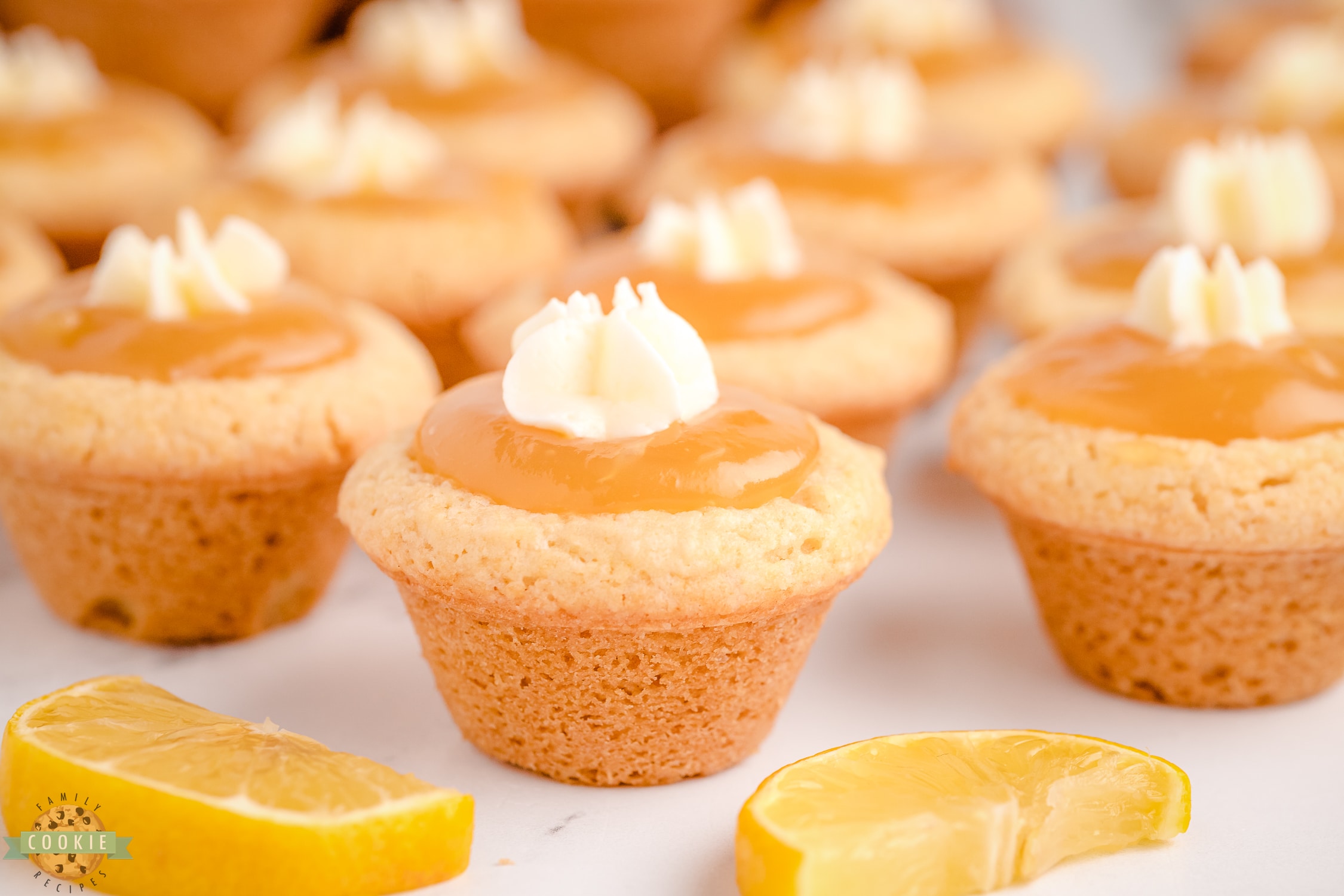 vanilla cookie cups filled with lemon curd