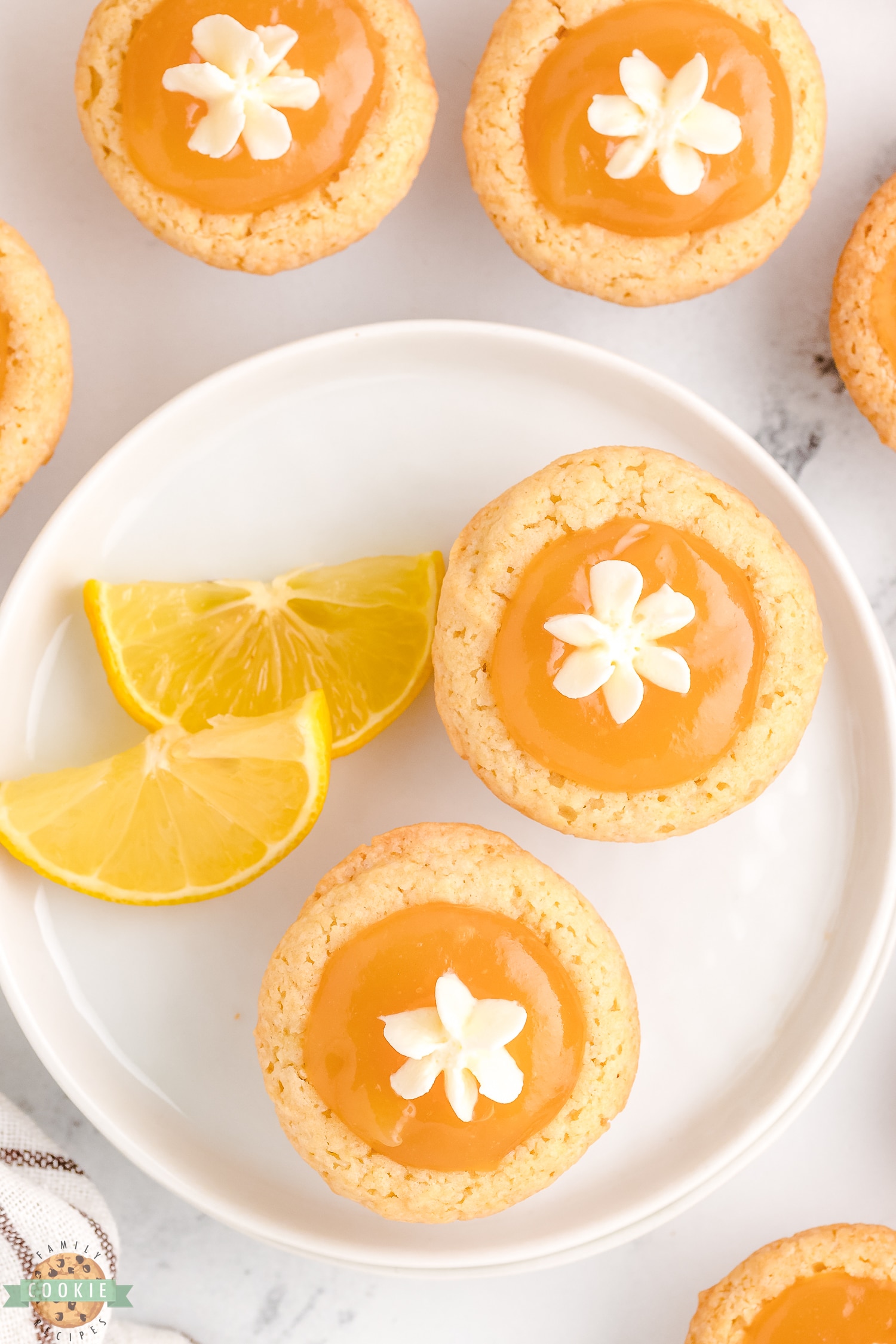 lemon curd cookie cups on a plate