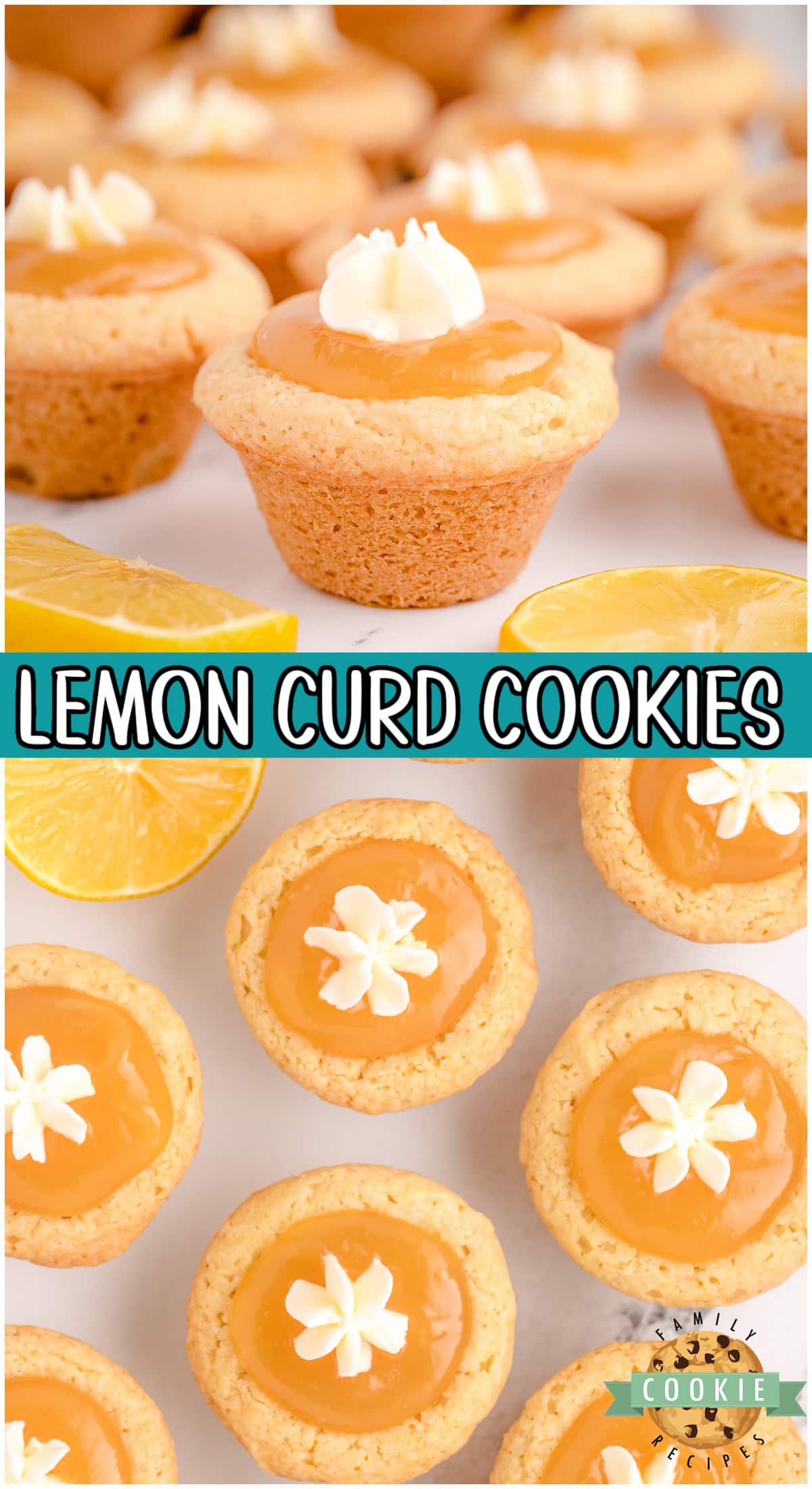 Bright, tangy Lemon Curd Cookies made with a buttery cookie crust and filled with lemon curd! These flavorful homemade cookie cups are perfect for lemon lovers!