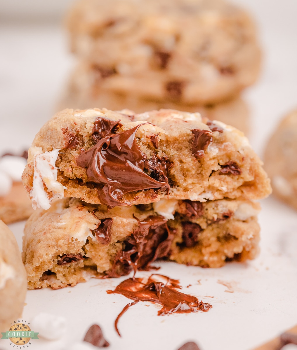 gooey chocolate chip smores cookies