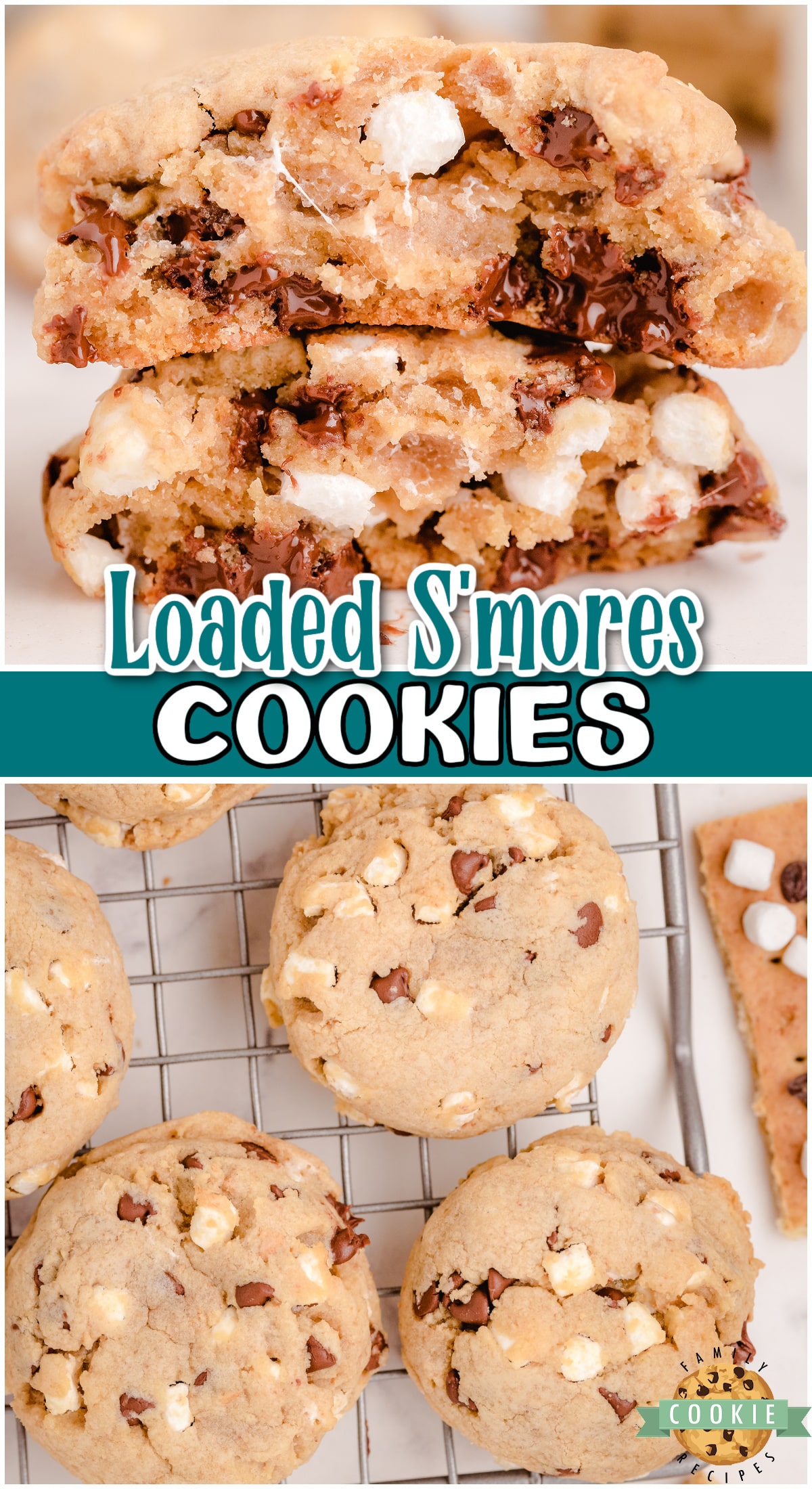 Smores Cookies are a delightful twist on a classic treat! These chocolate chip smore cookies are made with marshmallow bits, rich chocolate chips and soft cookie dough to create a perfectly sweet treat. 