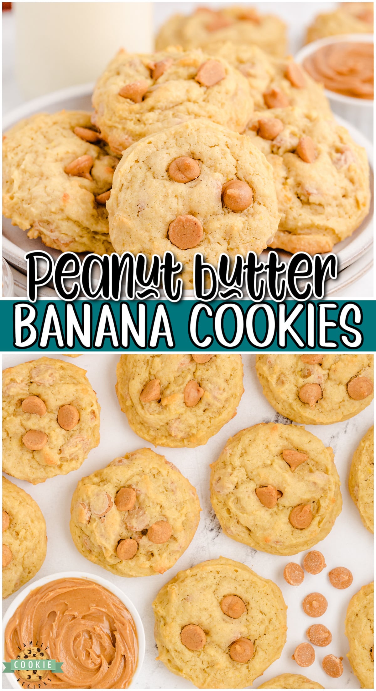 Peanut Butter Banana Cookies are a classic banana cookie recipe with a twist! Soft, chewy cookies from adding banana + pudding mix! 