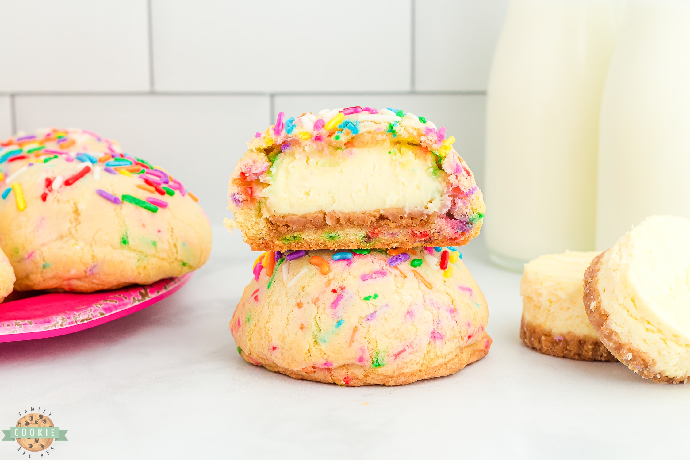 cheesecake stuffed funfetti sprinkle cookies