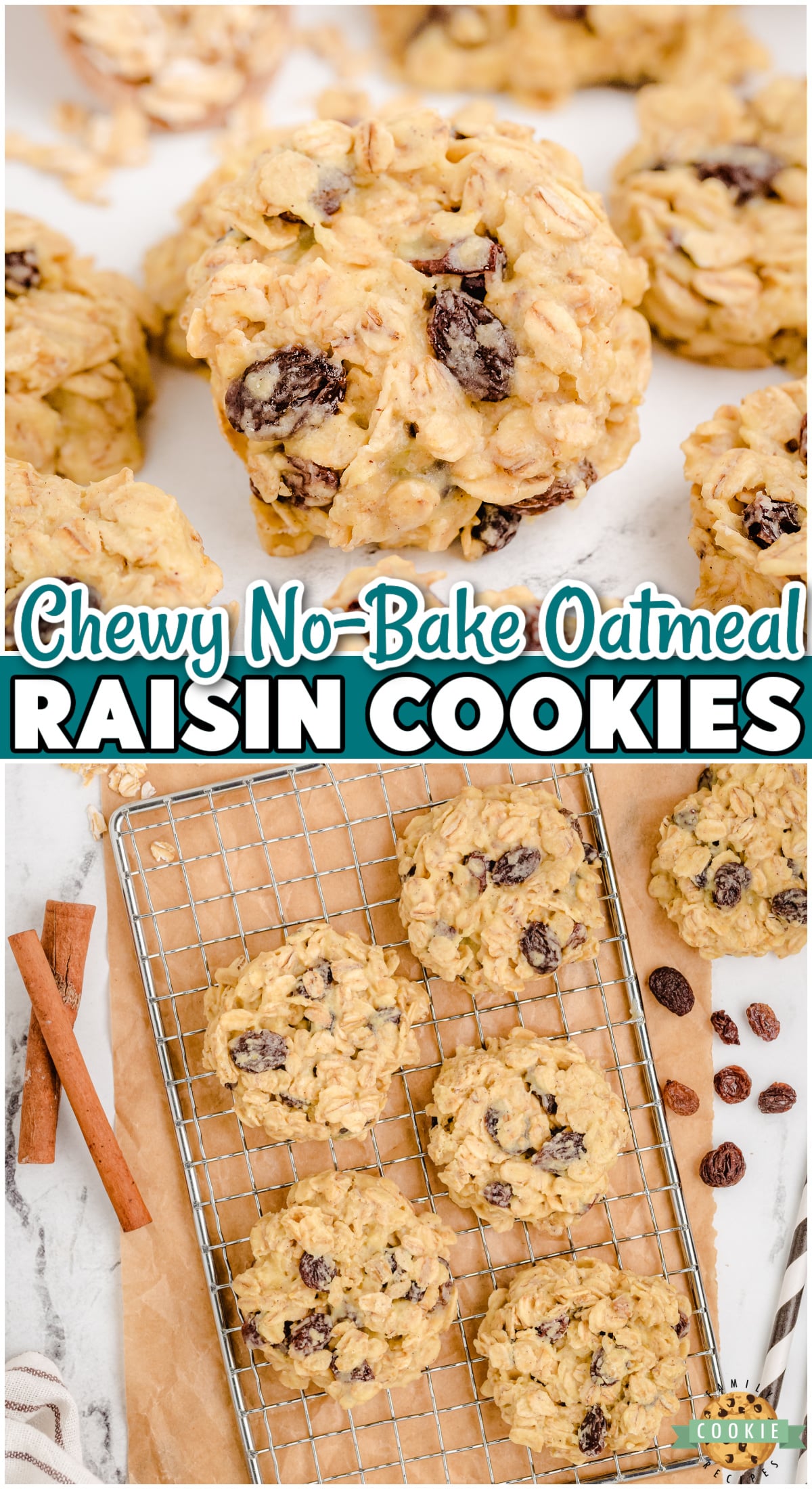 No Bake Oatmeal Raisin Cookies are a fantastic twist on a classic! Delightful no-bake pudding cookies with warm spices, oats & raisins.