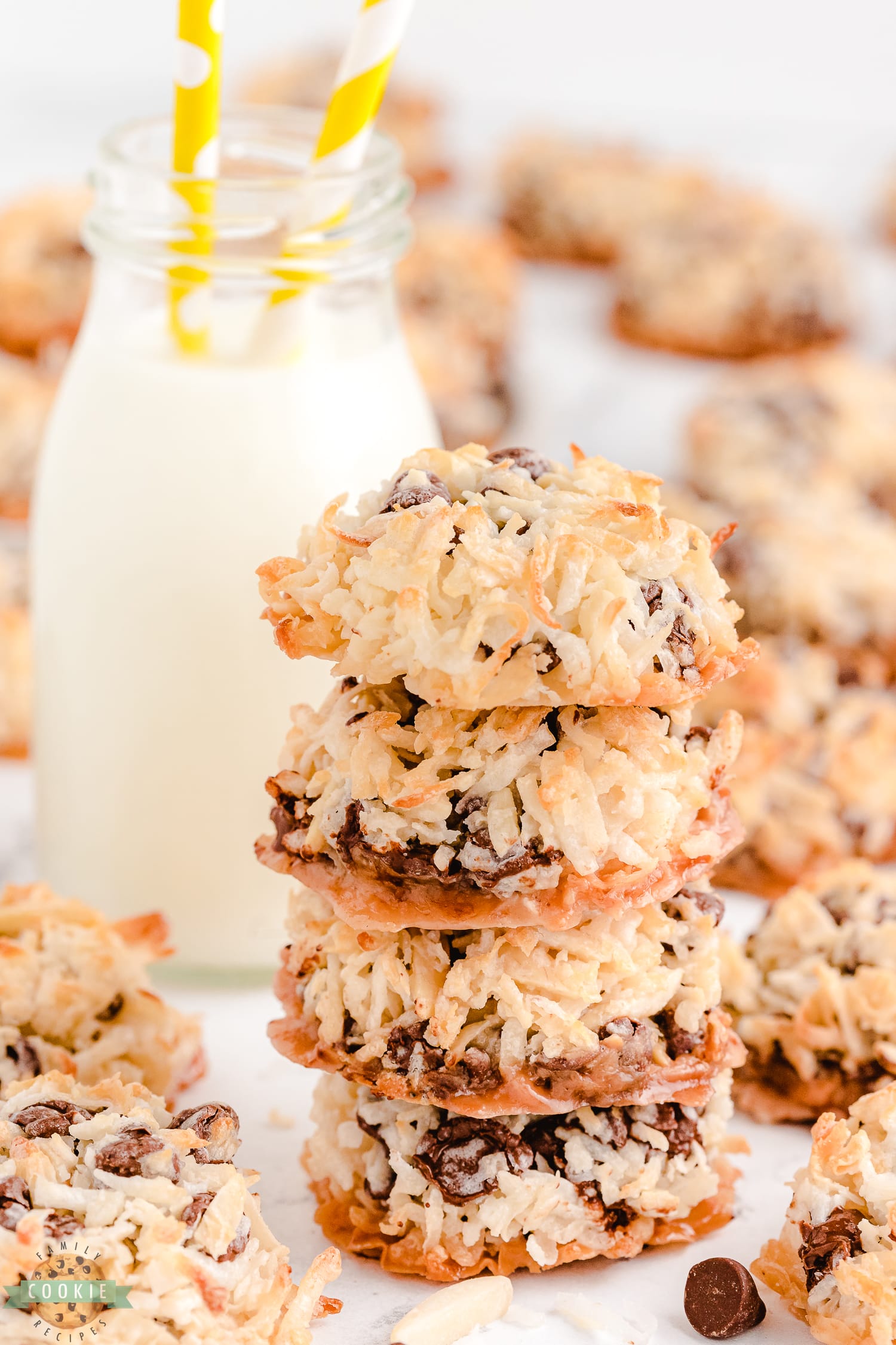 stack of almond joy cookies