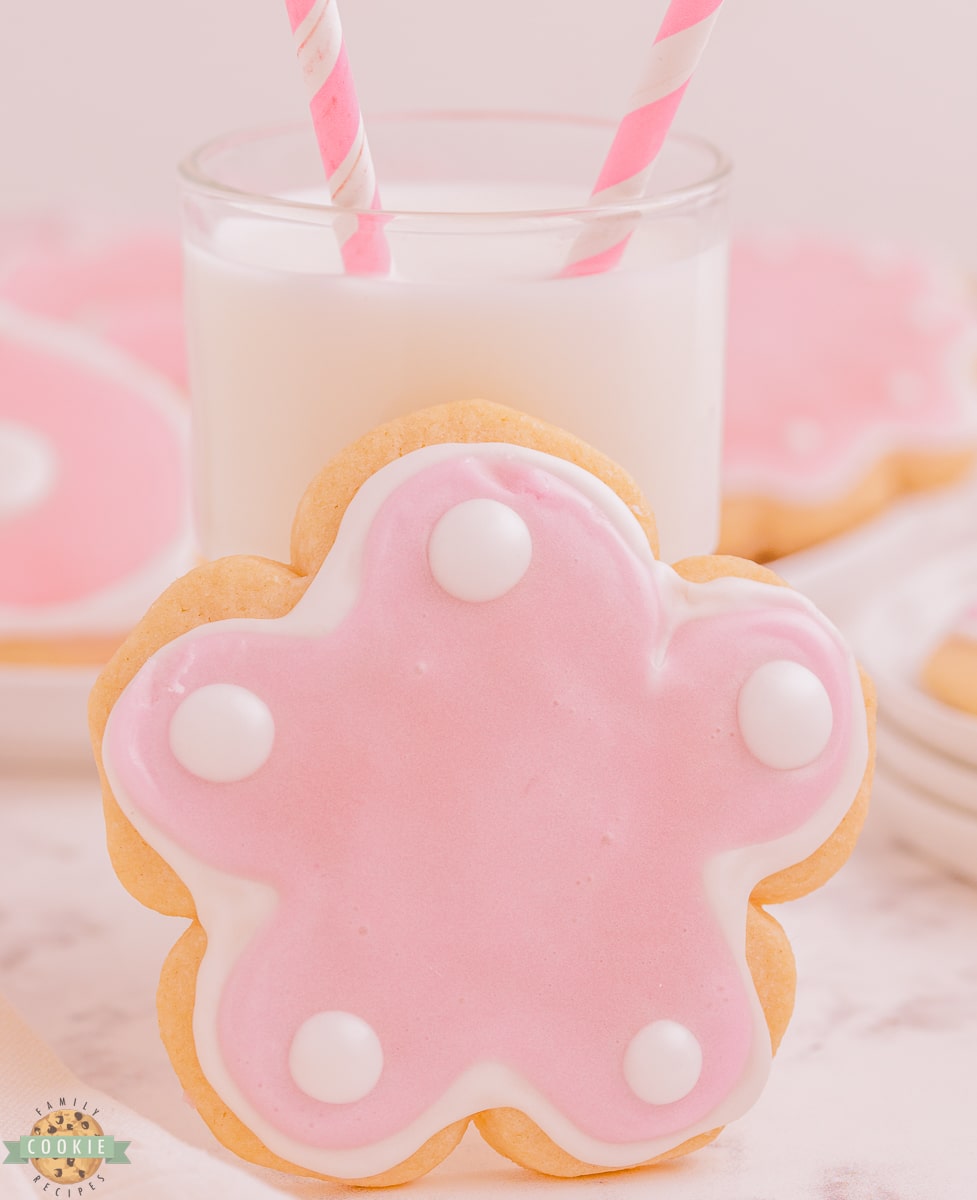 cute pink flower sugar cookie with lemon flavor