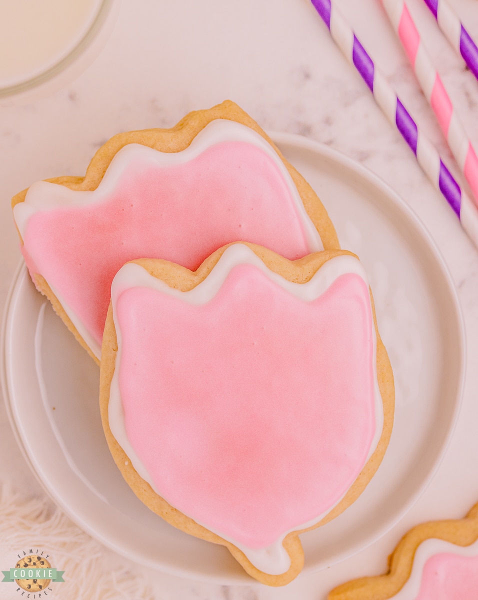 pink tulip cut out sugar cookies