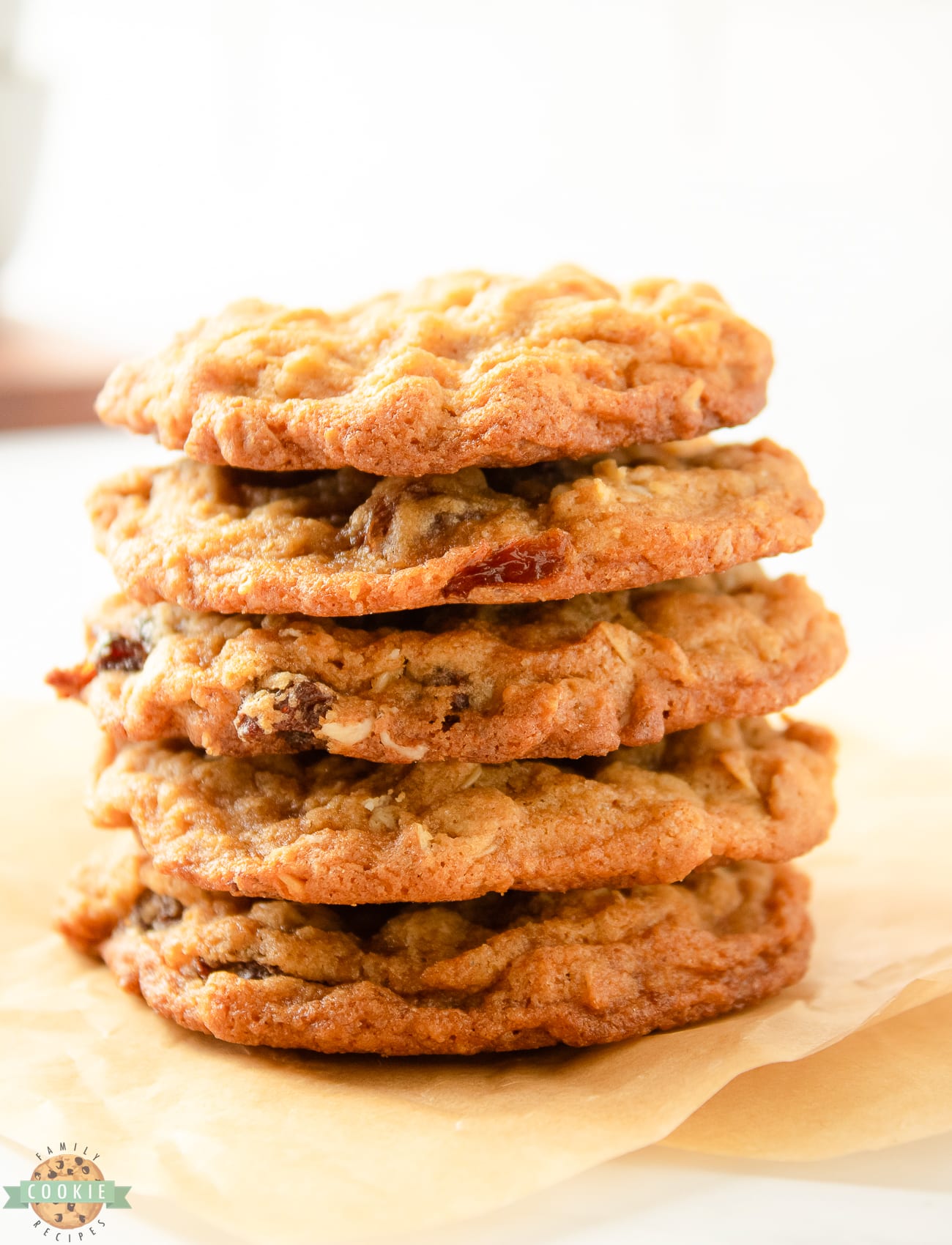 stack of oatmeal raisin cookies