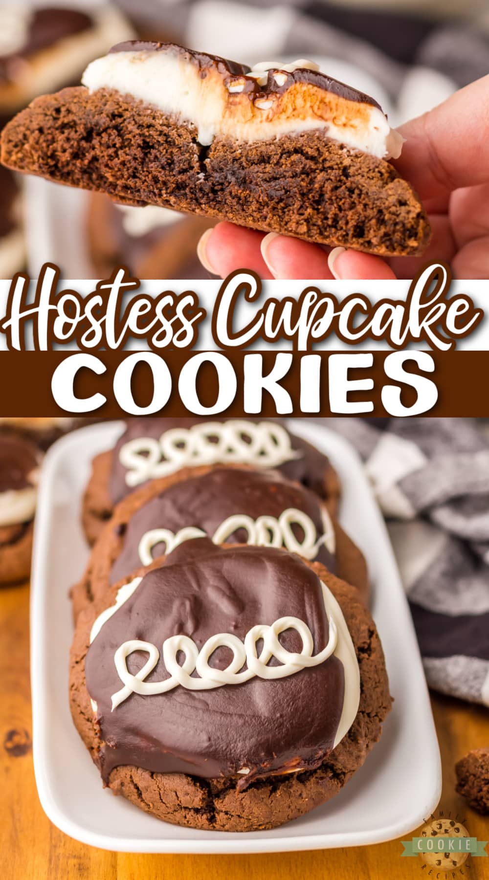 Hostess Cupcake Cookies are a fun twist on the classic chocolate cupcakes with cream filling and chocolate ganache. 