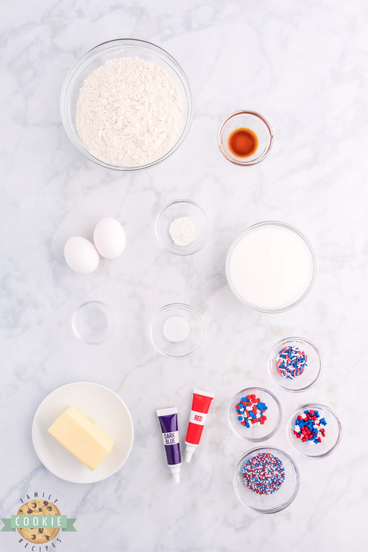 Ingredients in Patriotic sugar cookies