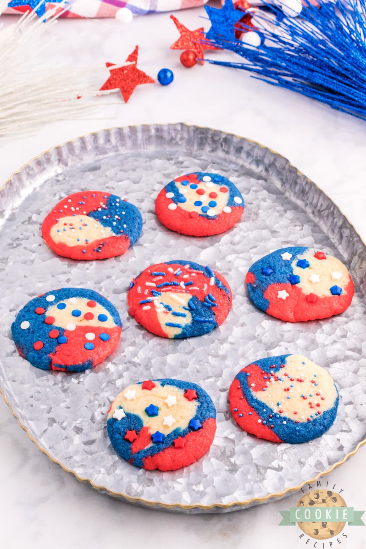 Patriotic Swirled Sugar Cookies are fun, festive and perfect for the Fourth of July, Memorial Day, or Labor Day. A delicious sugar cookie recipe that is perfect for the holidays!