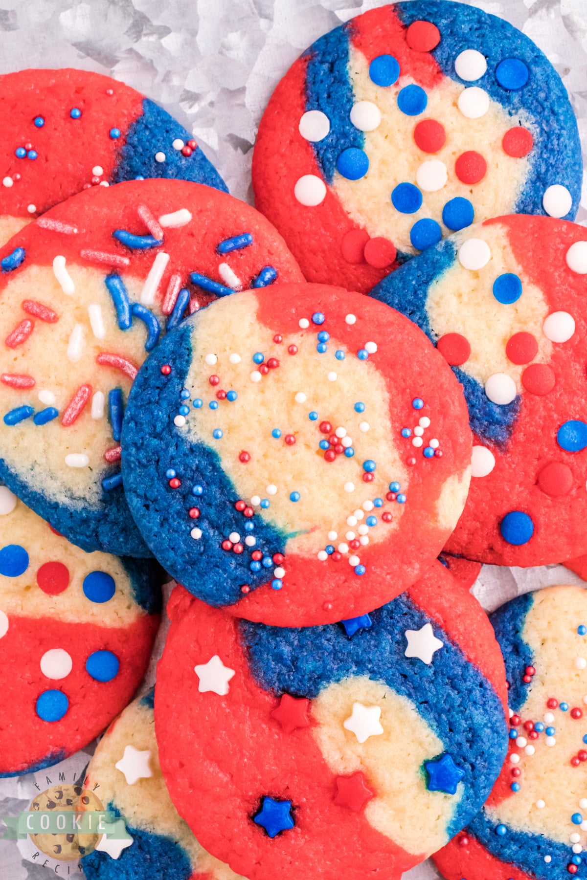 Patriotic Swirled Sugar Cookies are fun, festive and perfect for the Fourth of July, Memorial Day, or Labor Day. A delicious sugar cookie recipe that is perfect for the holidays!