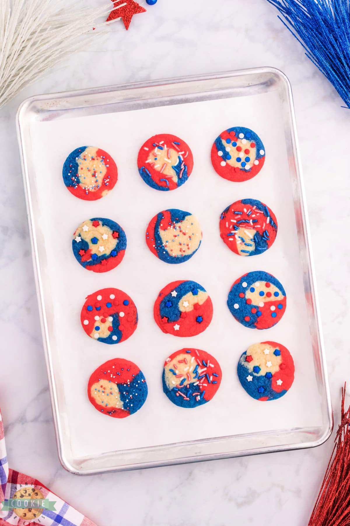 Red, white and blue sugar cookies