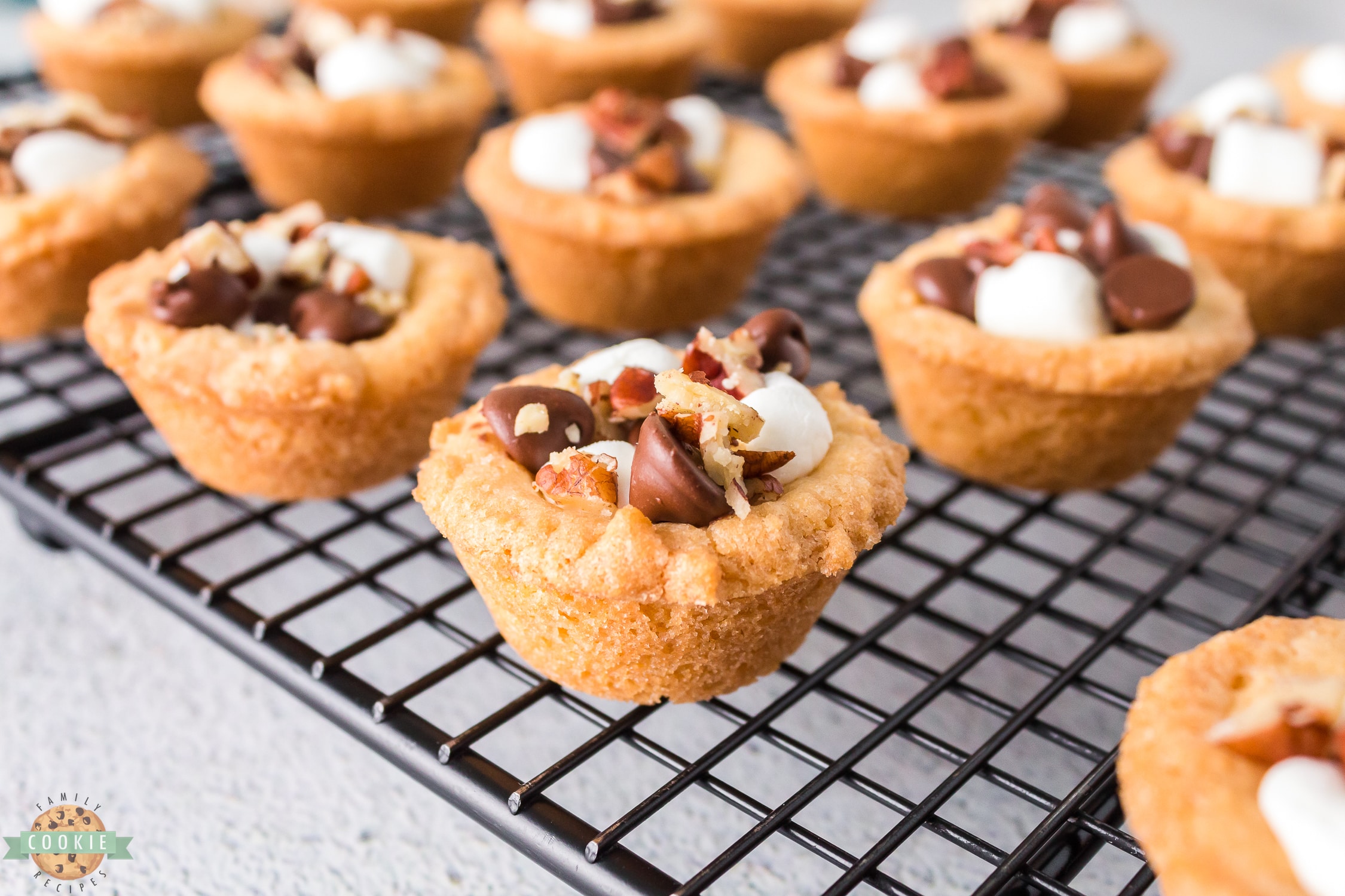 rocky road cookies on a cooling rack