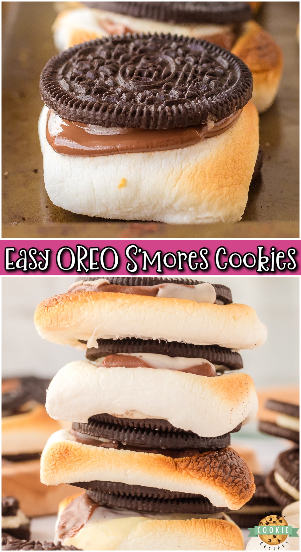 Oreo S’mores are gooey, sweet, crunchy & super chocolatey! These oven baked S’mores are sure to be your new summertime go-to dessert!