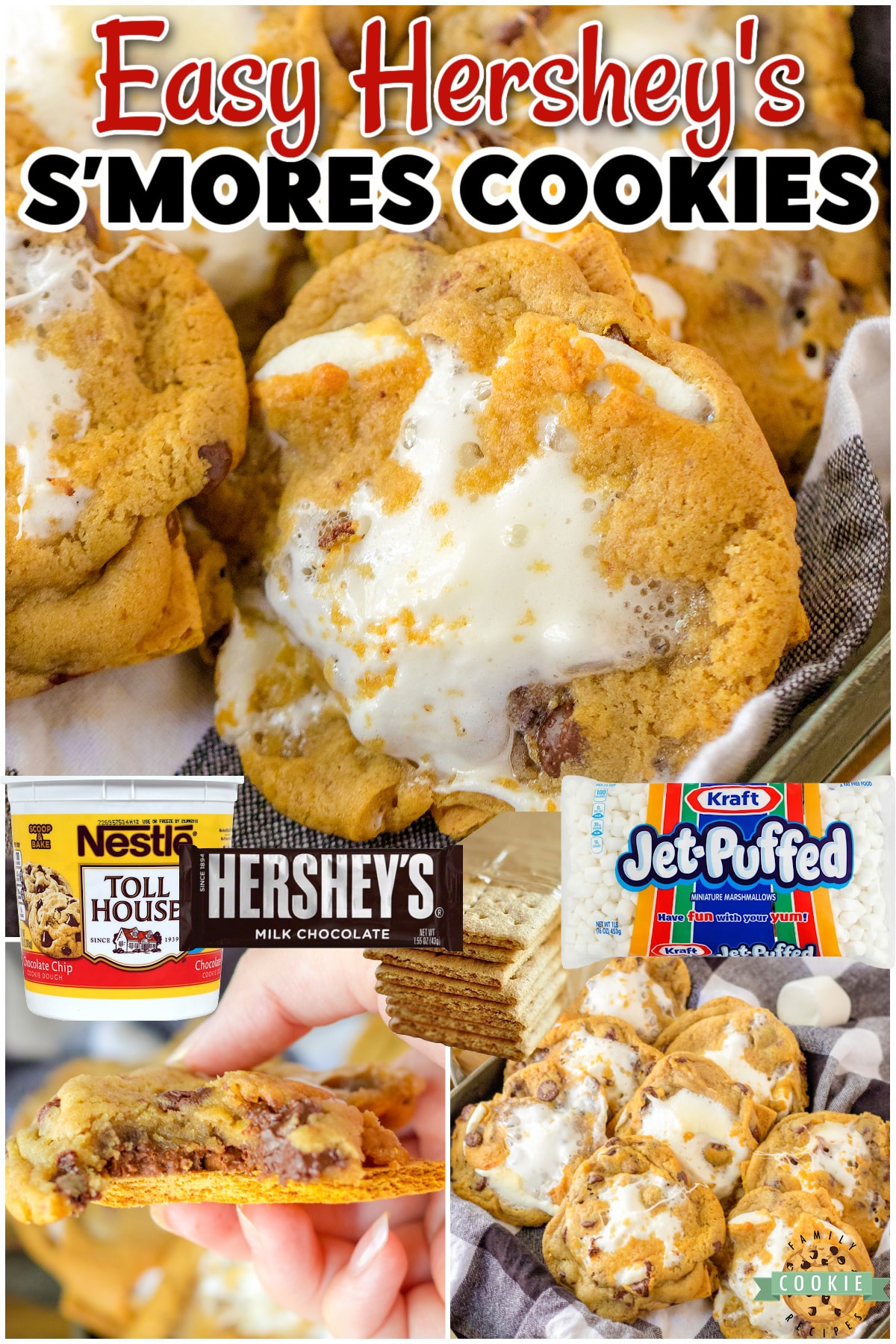 4 Ingredient S’mores Chocolate Chip Cookies made with just four simple ingredients! Satisfy your s'mores craving with these delightfully easy cookies!