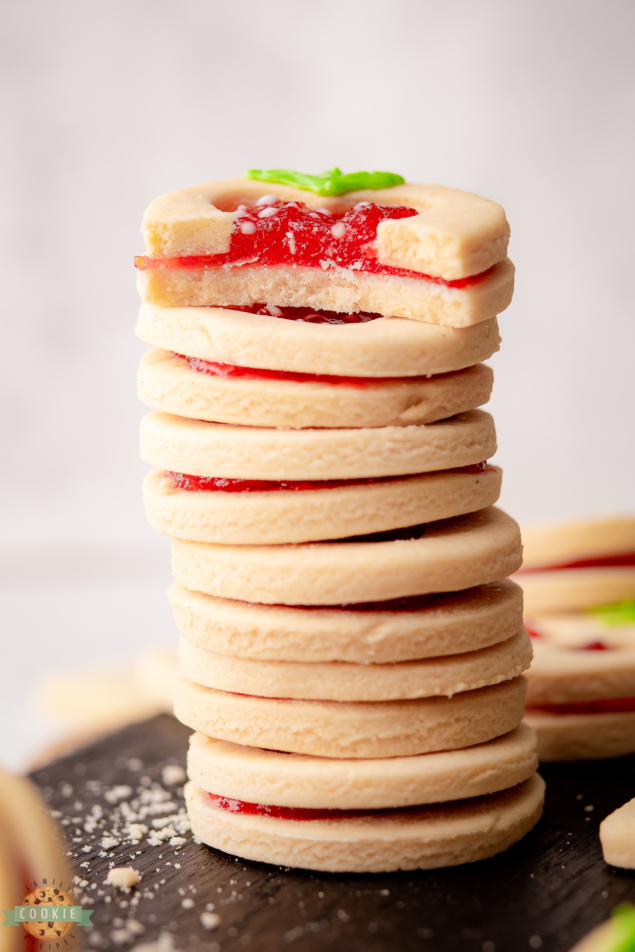 stack of Linzer cookies