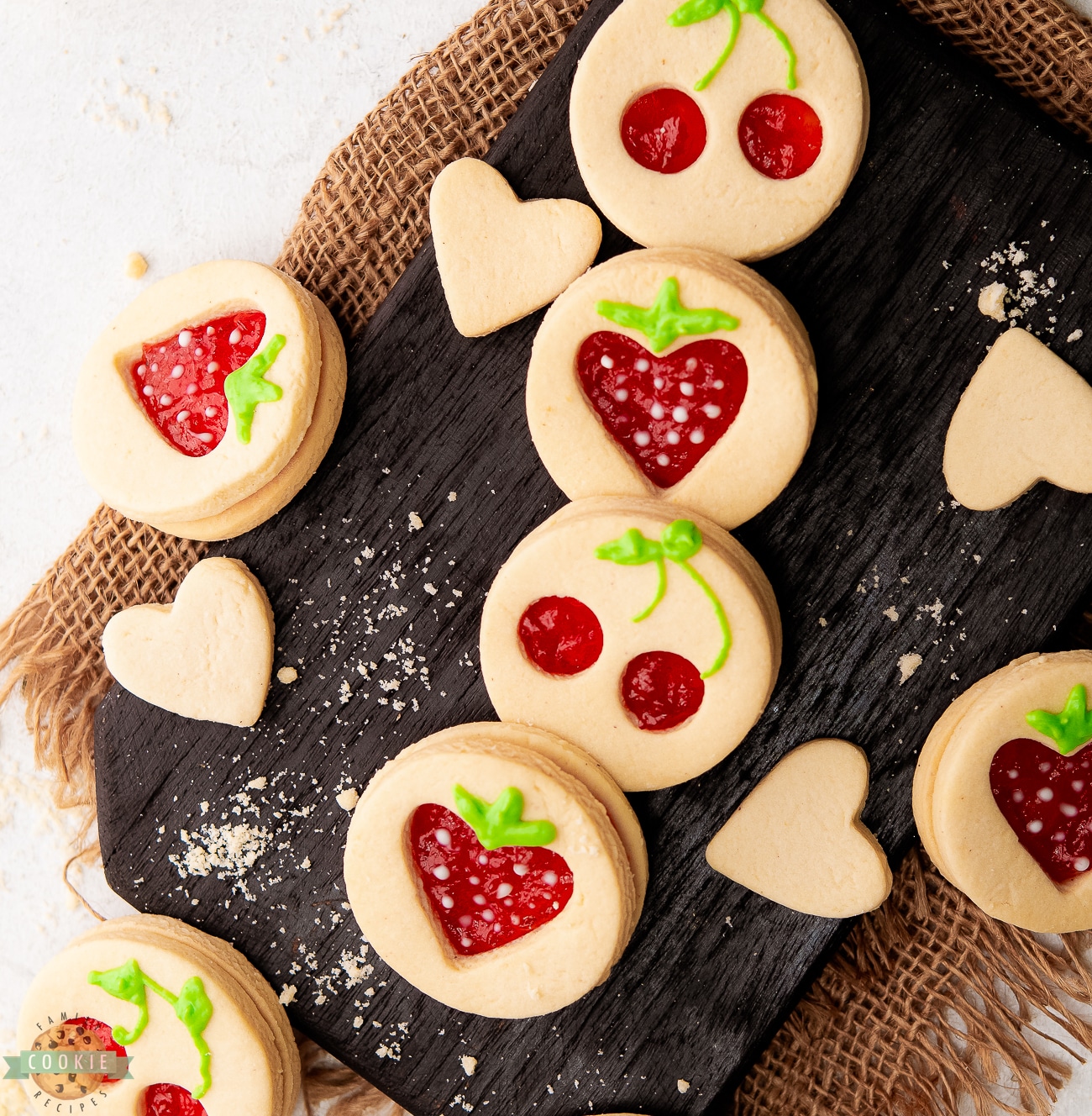 cute fruity cut out Linzer cookies