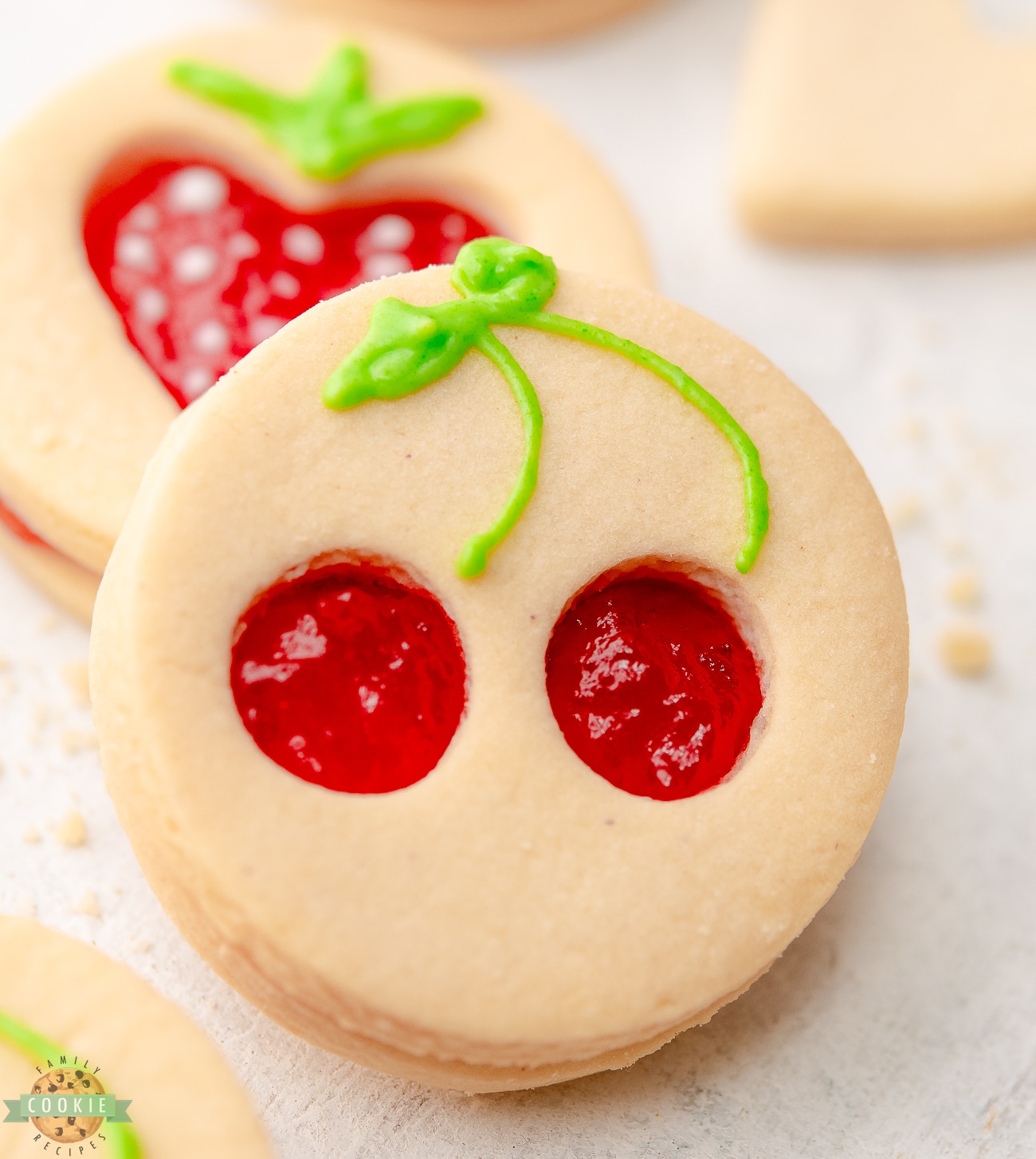 cherry cut out Linzer cookie
