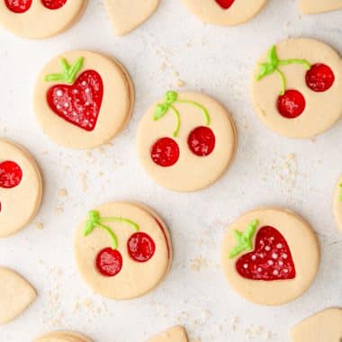 fruit shaped linzer cookies
