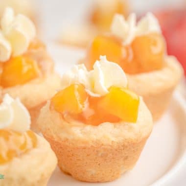 sugar cookie cups filled with peach pie filling
