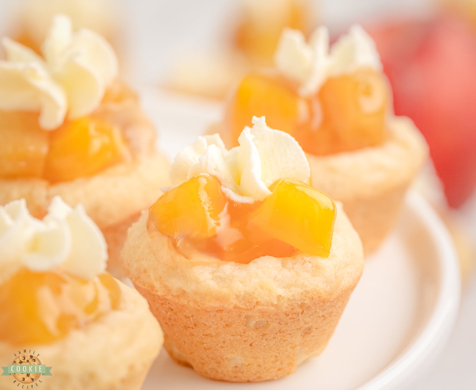 sugar cookie cups filled with peach pie filling