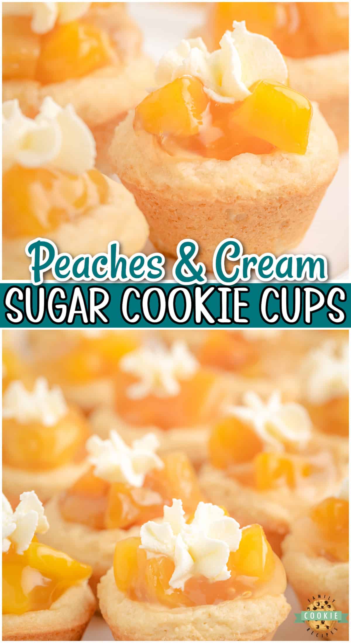 Lovely Peaches and Cream Cookies made with buttery cookie dough, baked & topped with peach pie filling and cream. These darling peach cookies with their bright, fruity flavor, are a crowd pleaser!