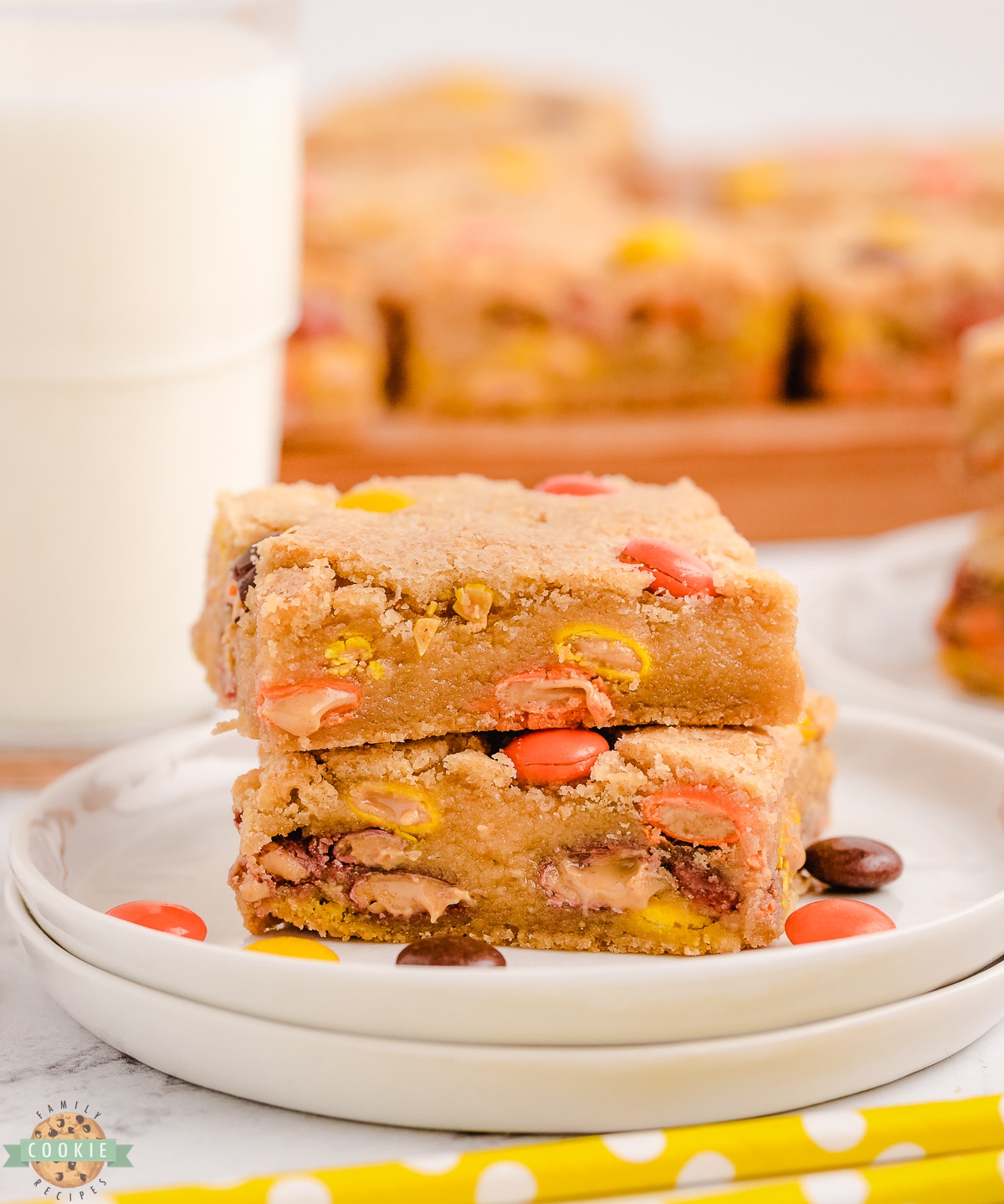stack of reese's cookie bars