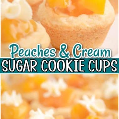Lovely Peaches and Cream Cookies made with buttery cookie dough, baked & topped with peach pie filling and cream. These darling peach cookies with their bright, fruity flavor, are a crowd pleaser!