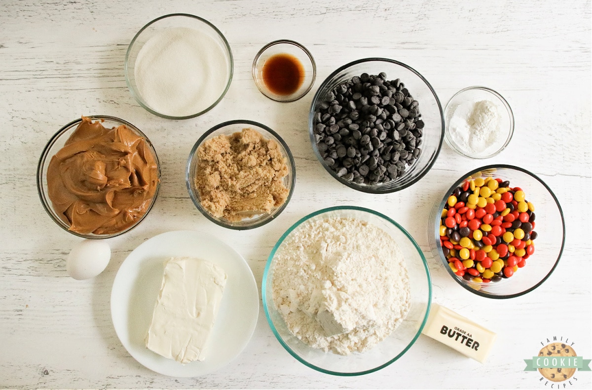 Ingredients in Cream Cheese Peanut Butter Cookies.