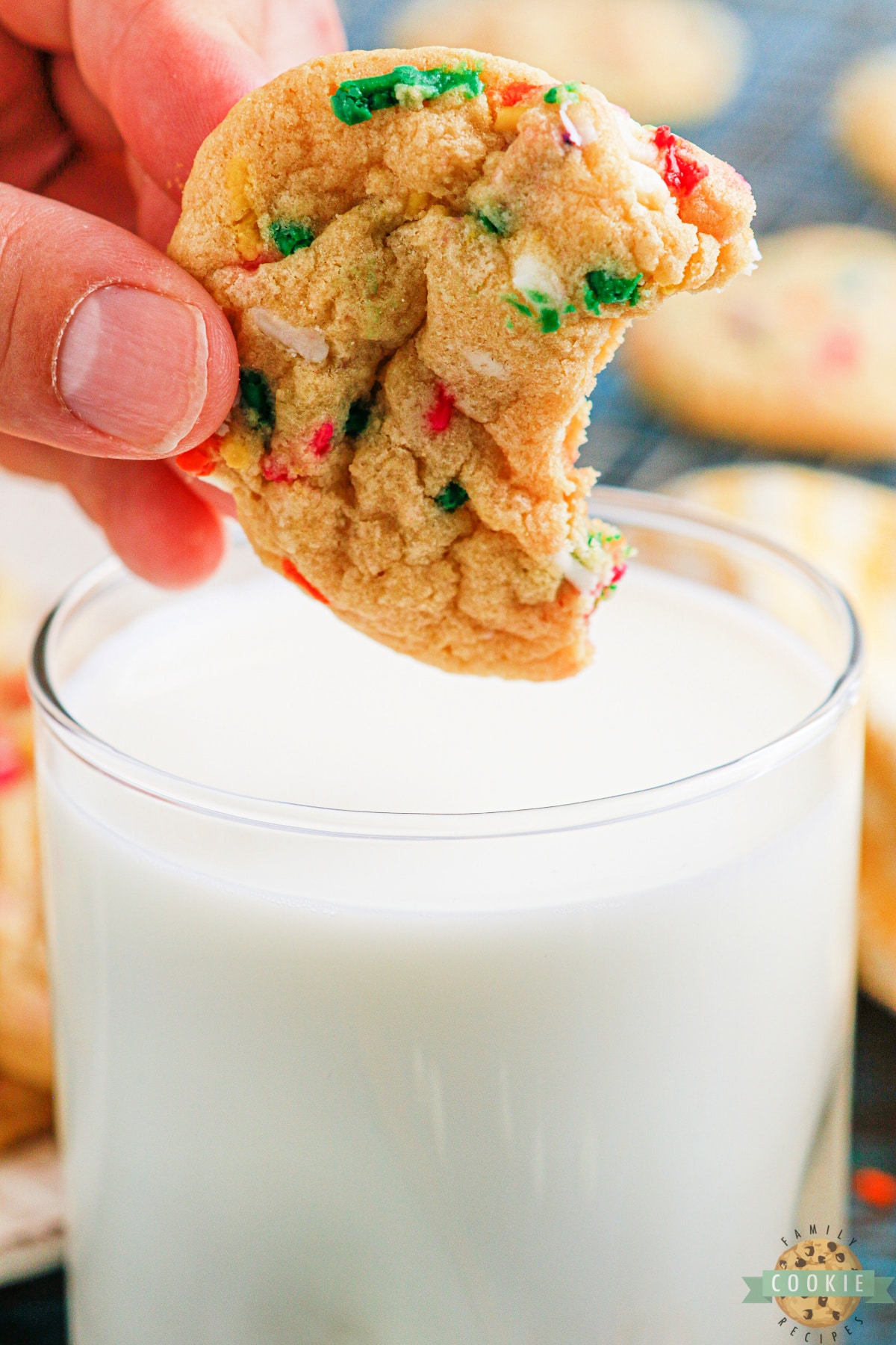 Cookie dipped in milk