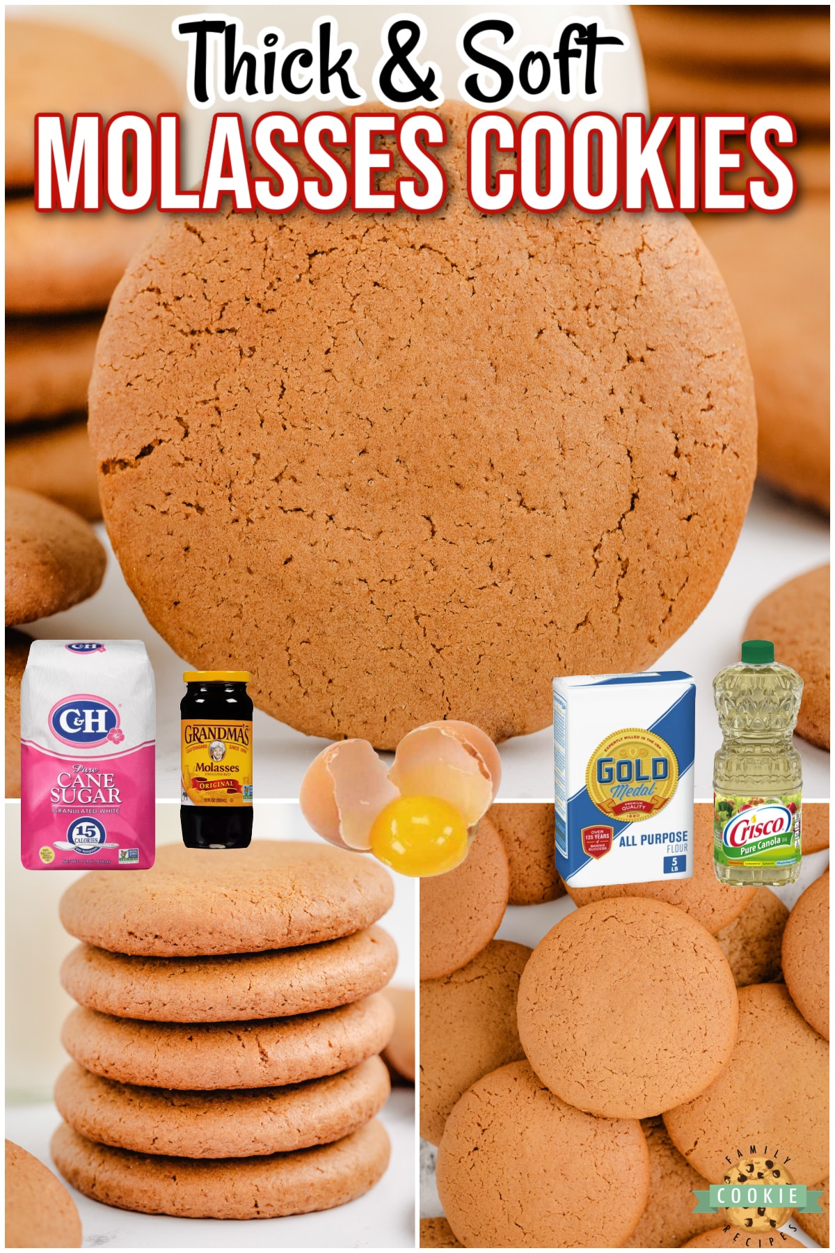 Homemade Molasses Cookies have incredible flavor & a soft, chewy texture! Simple soft molasses cookies let the molasses flavor shine through; everyone loves them!