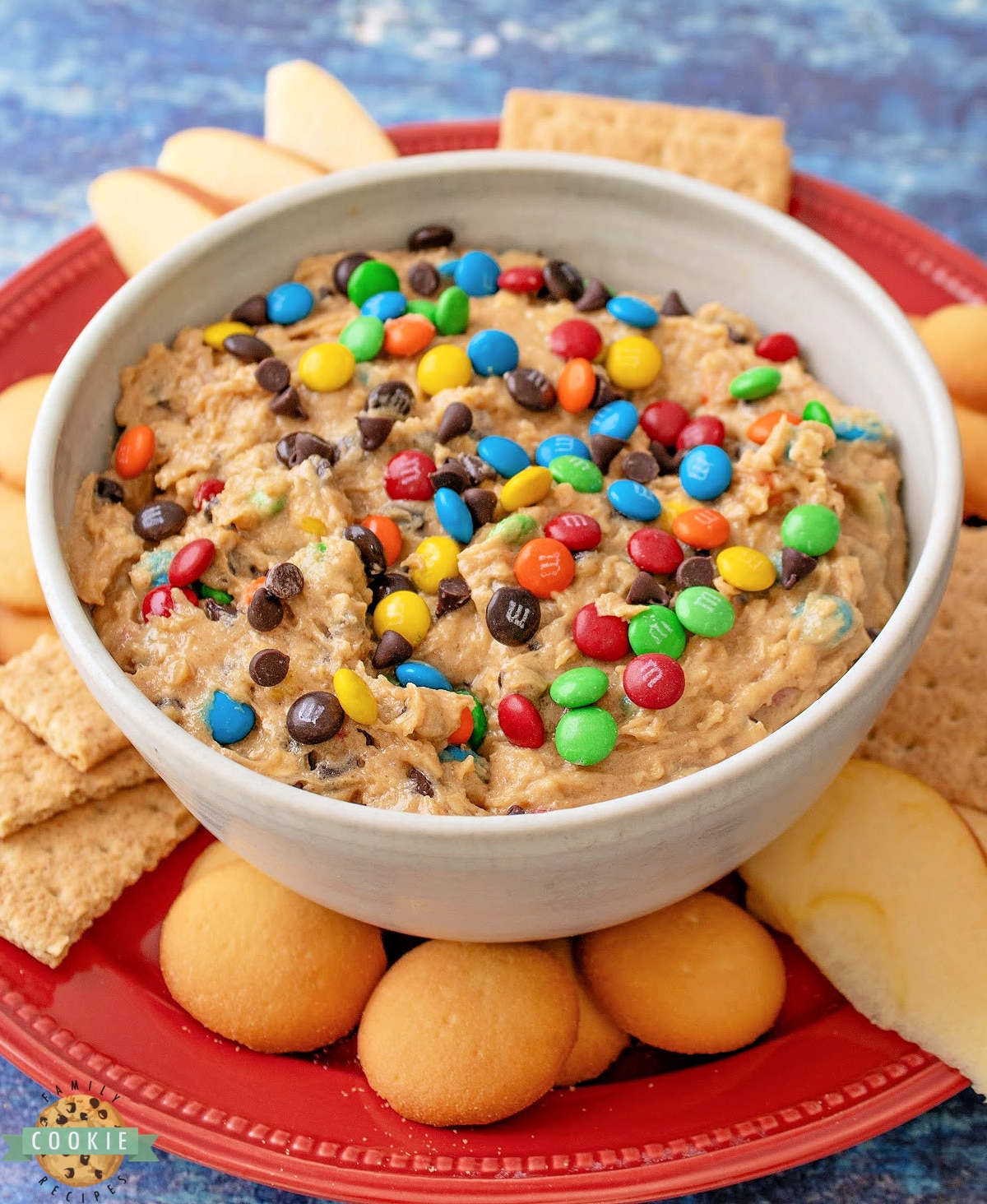 Bowl of edible cookie dough with vanilla wafers and graham crackers
