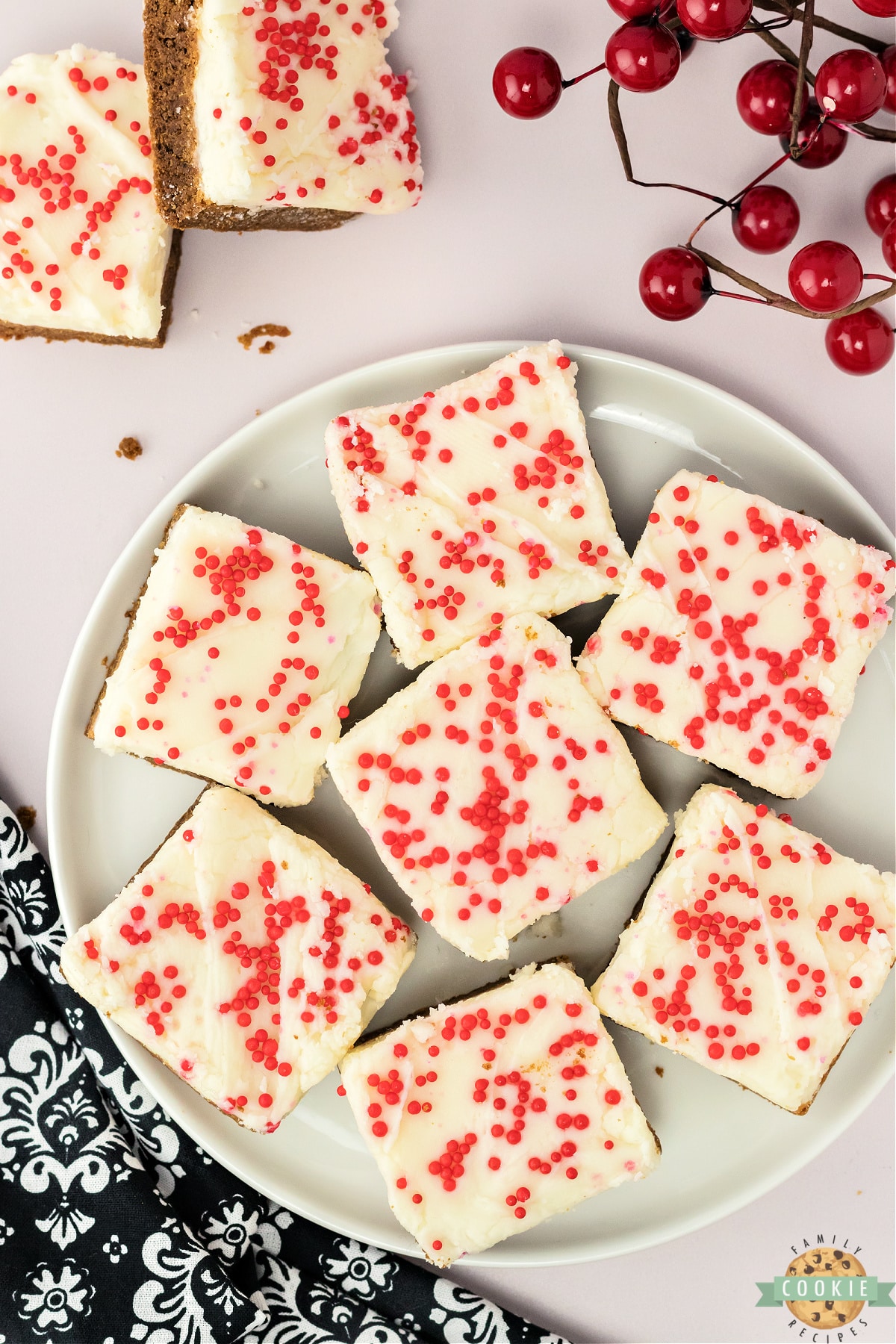 Plate of holiday cookie bars. 