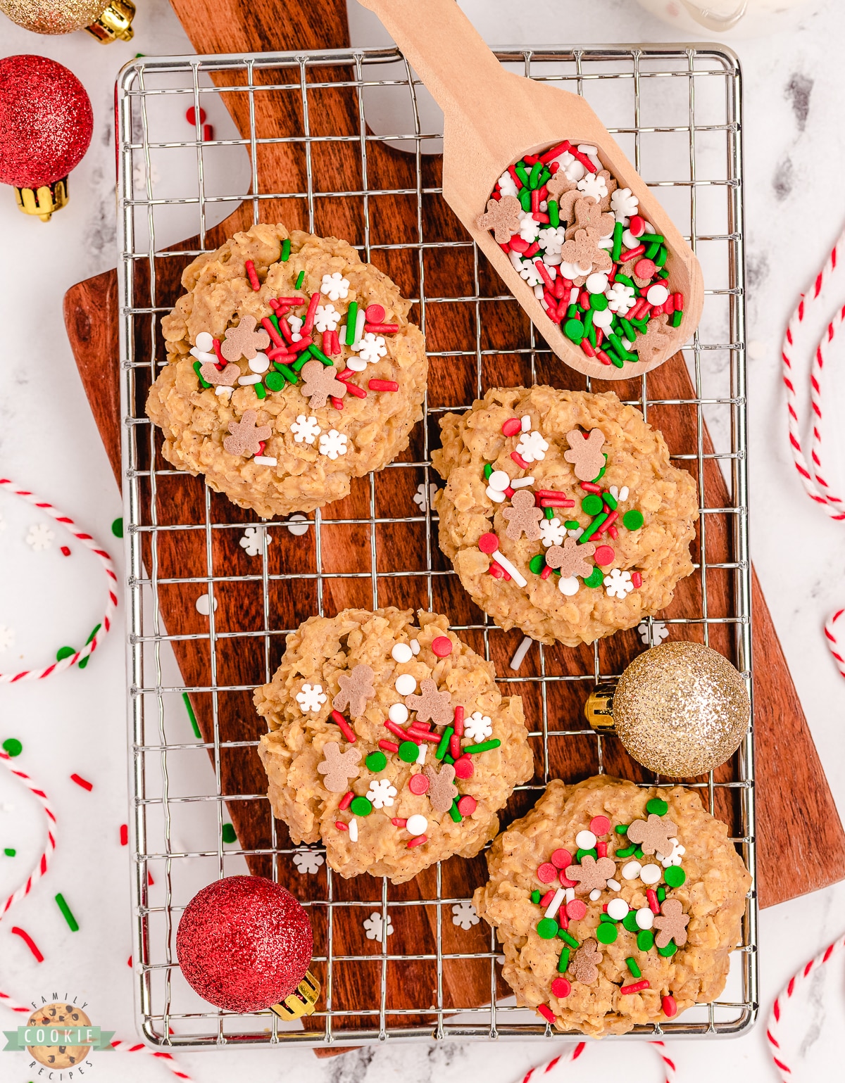no bake gingerbread with Christmas sprinkles on top