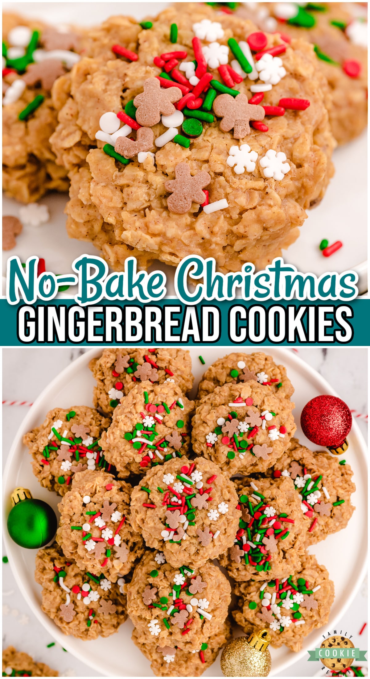 No Bake Gingerbread Cookies made easy with pudding mix, molasses, oats & a blend of warm spices to give these cookies the perfect gingerbread flavor!