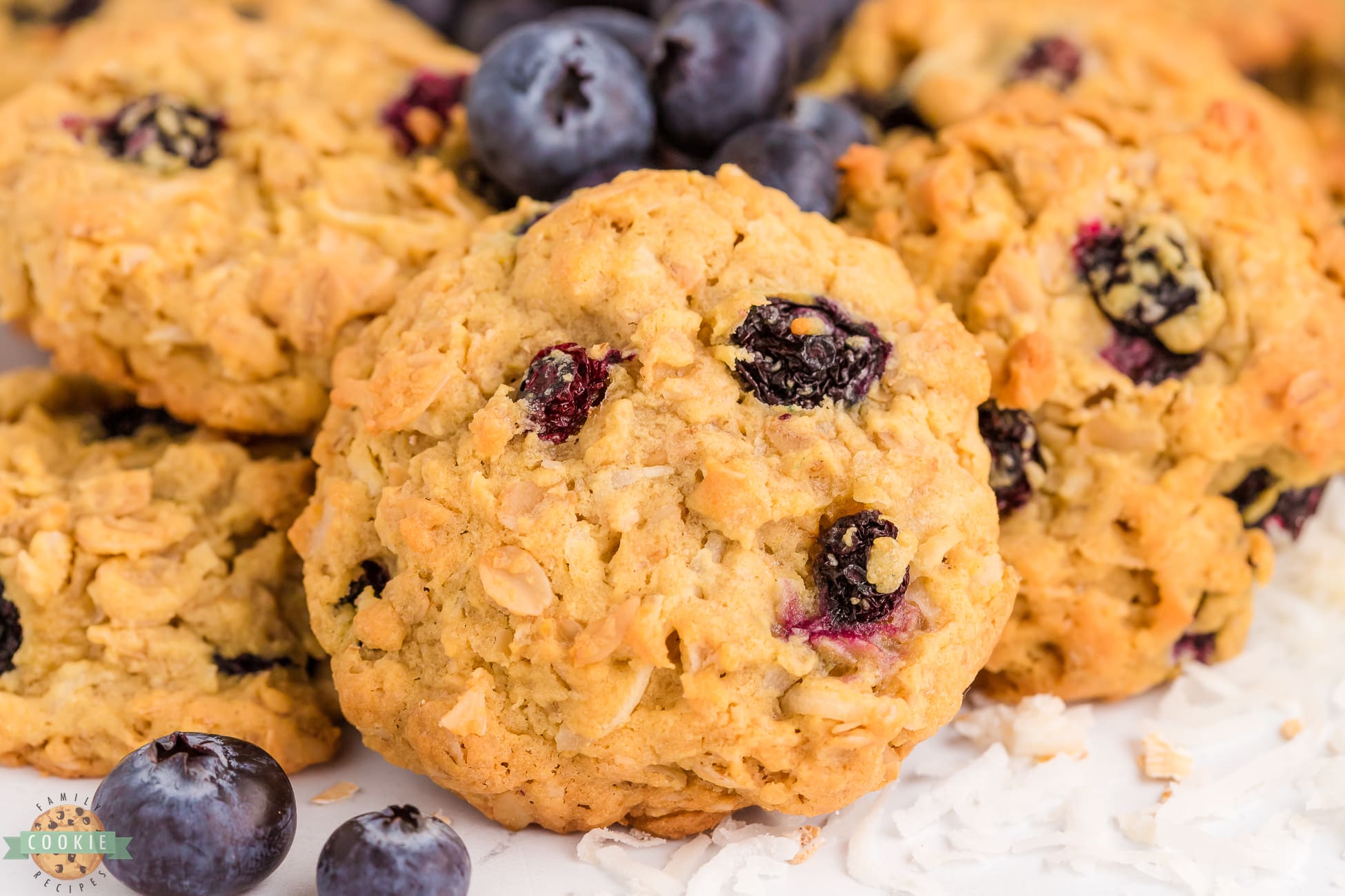 oatmeal cookies made with fresh blueberries and coconut