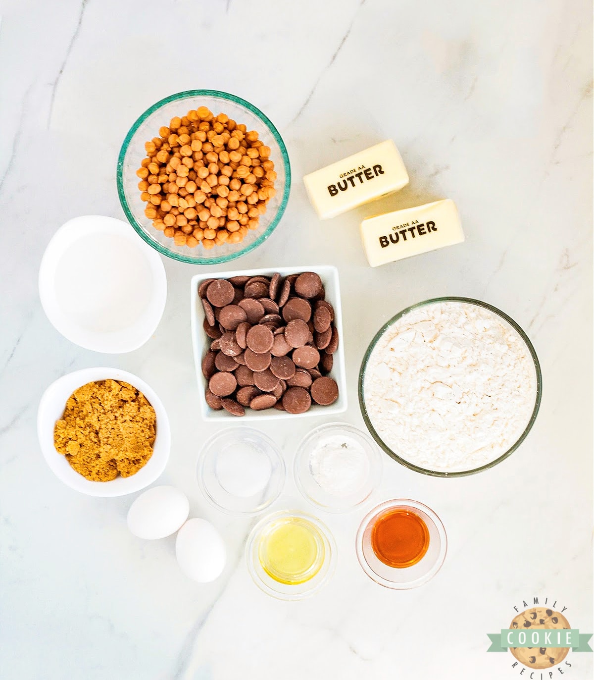 Ingredients in Christmas Tree Twix Cookies.