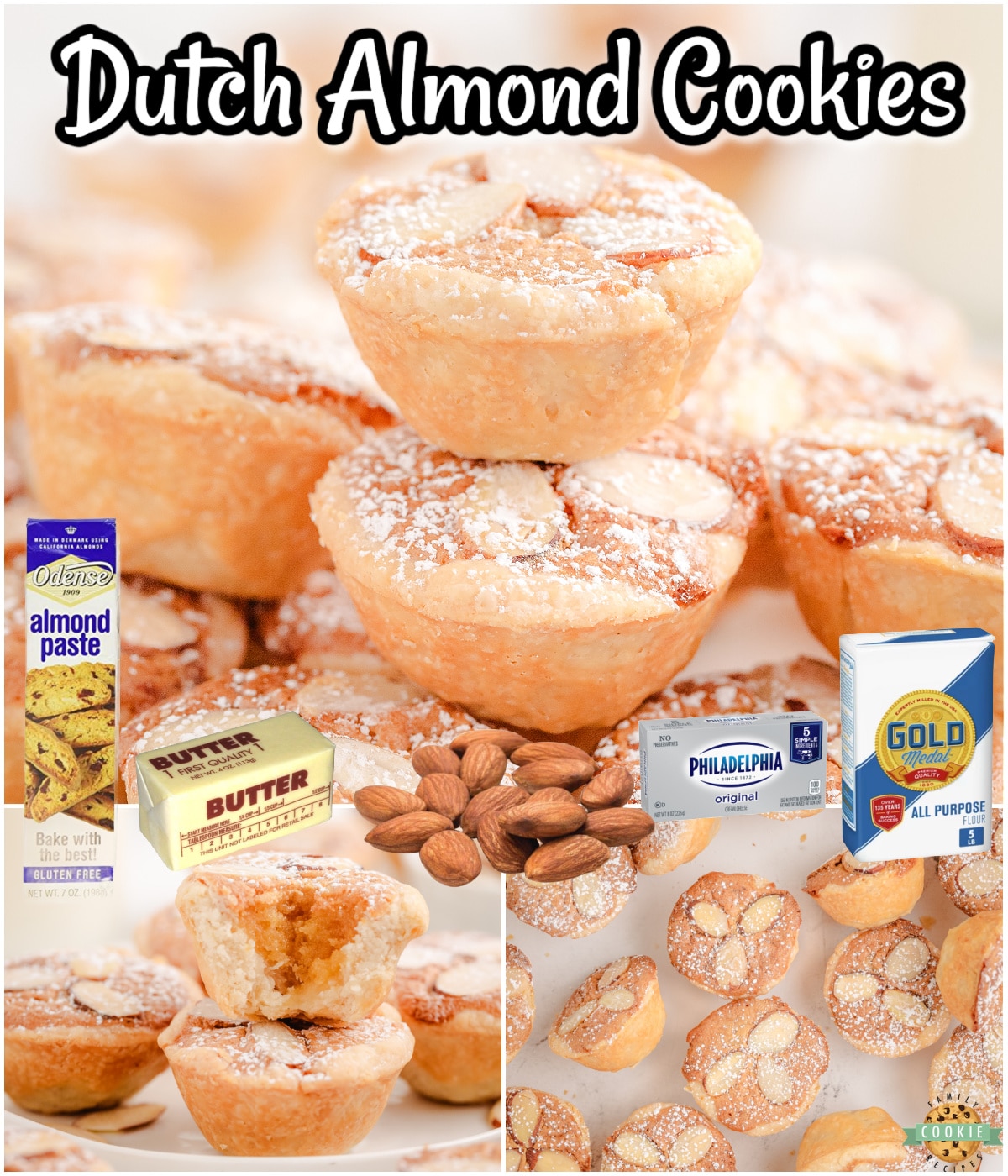 Dutch Almond Cookie Cups are buttery cream cheese cookies with a sweet almond filling! The almond cookies have a rich, nutty flavor and a soft, chewy texture that is sure to please!