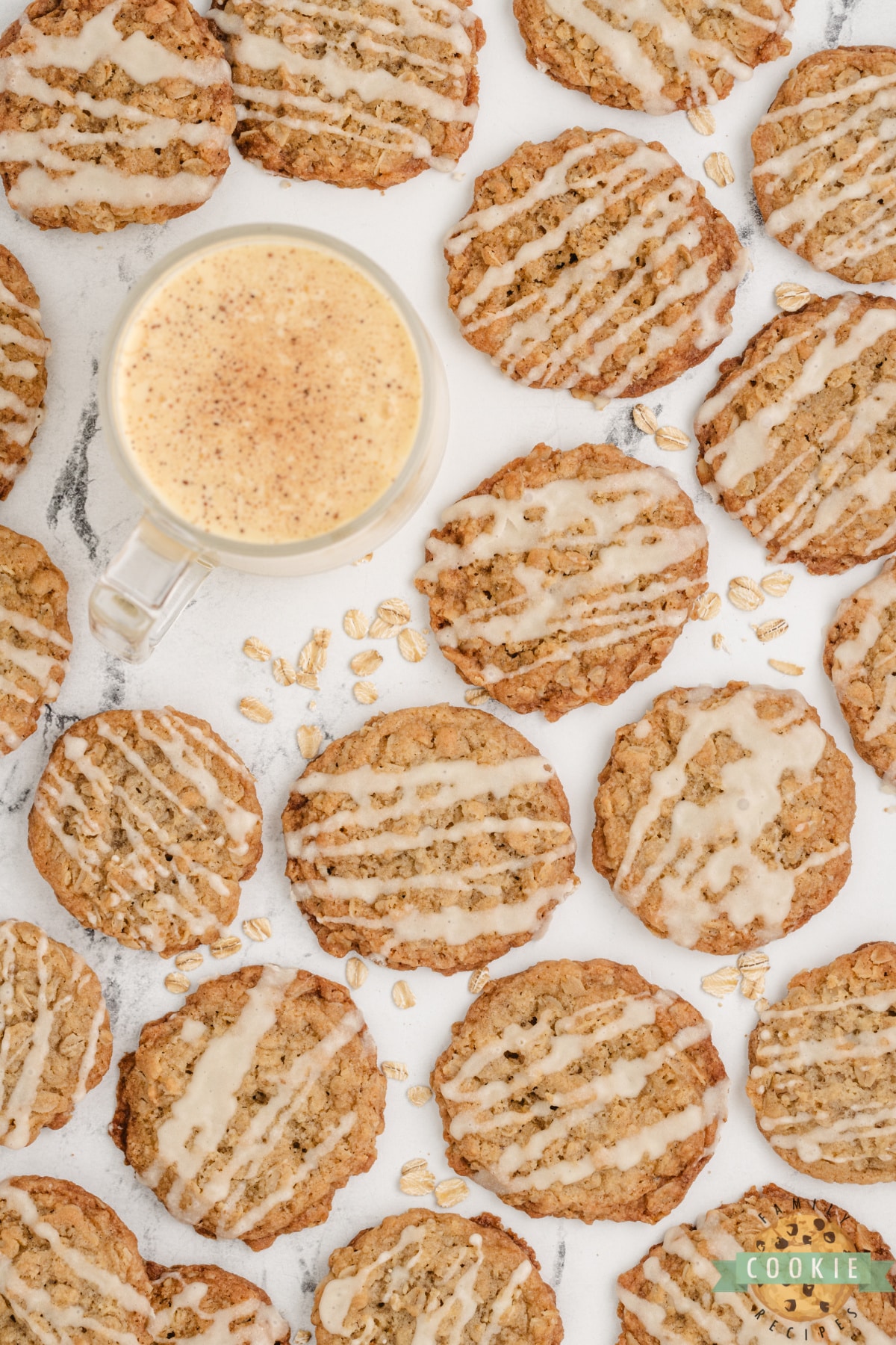 Oatmeal cookies made with eggnog.