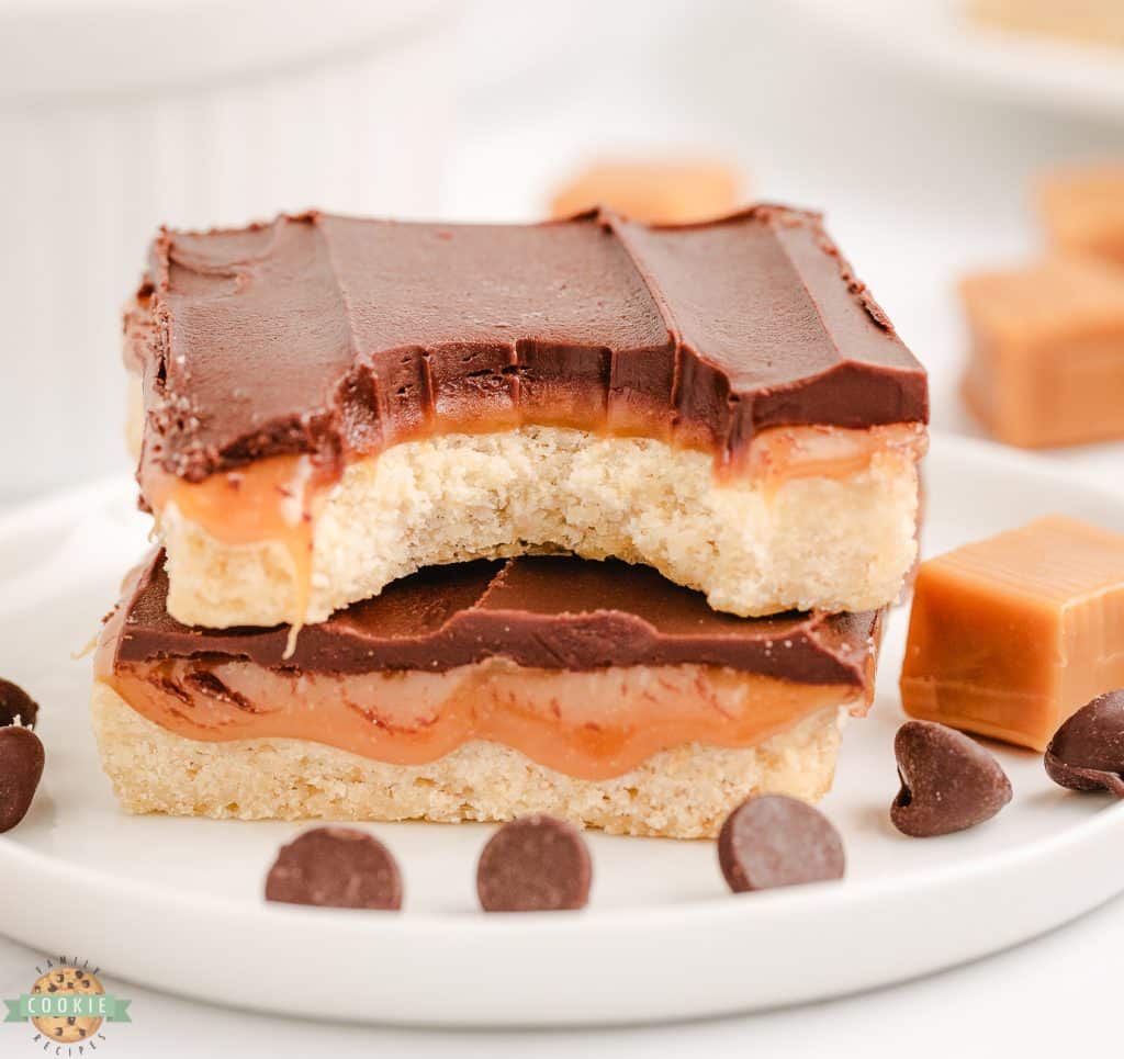 twix cookie bars with a bite taken out