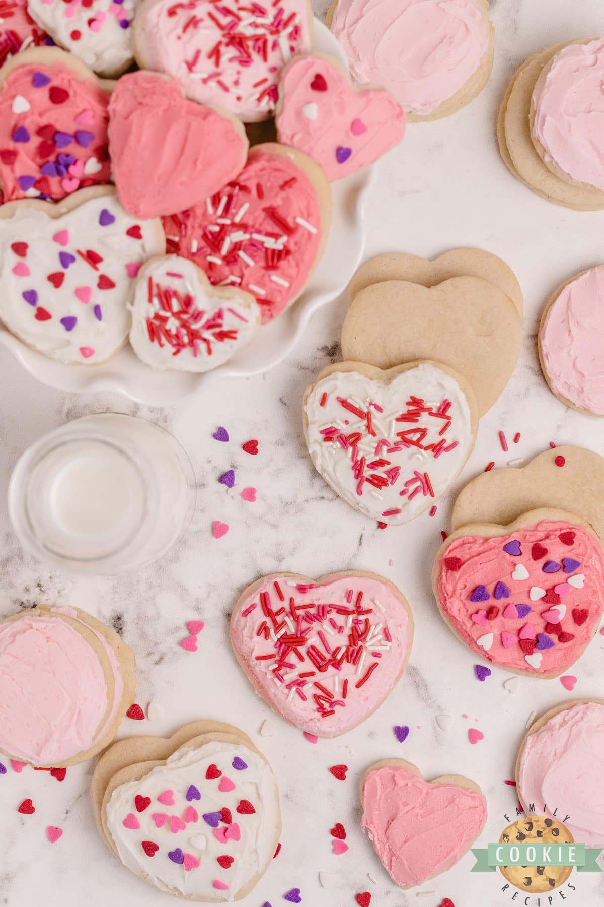Heart-shaped sugar cookies. 