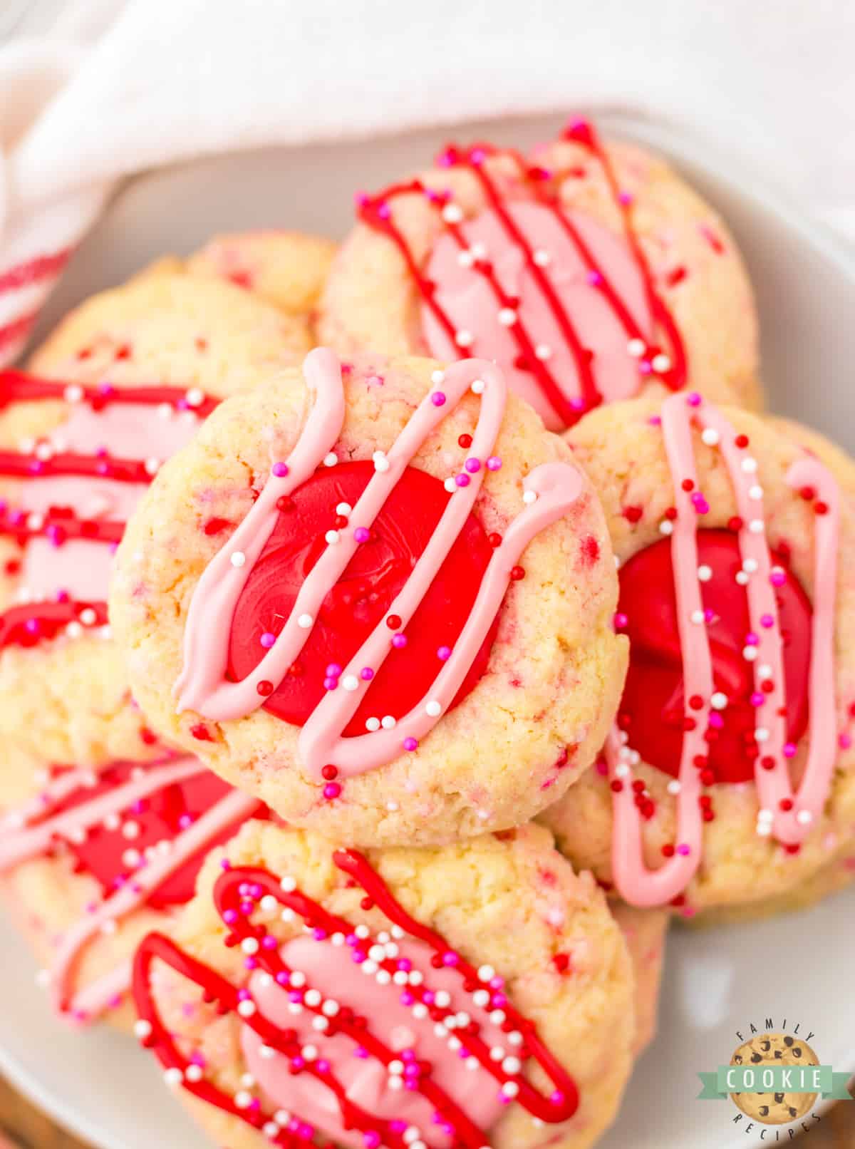 Valentine's Thumbprint Cookies. 