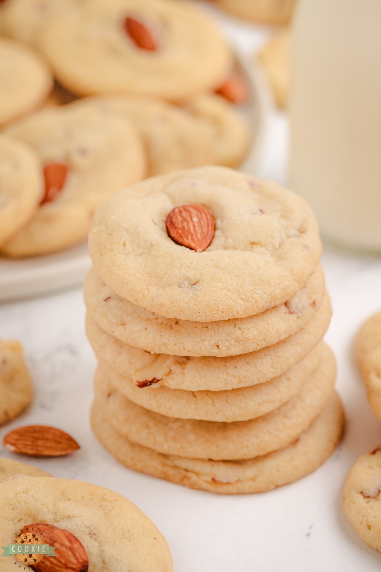stack of almond drop cookies