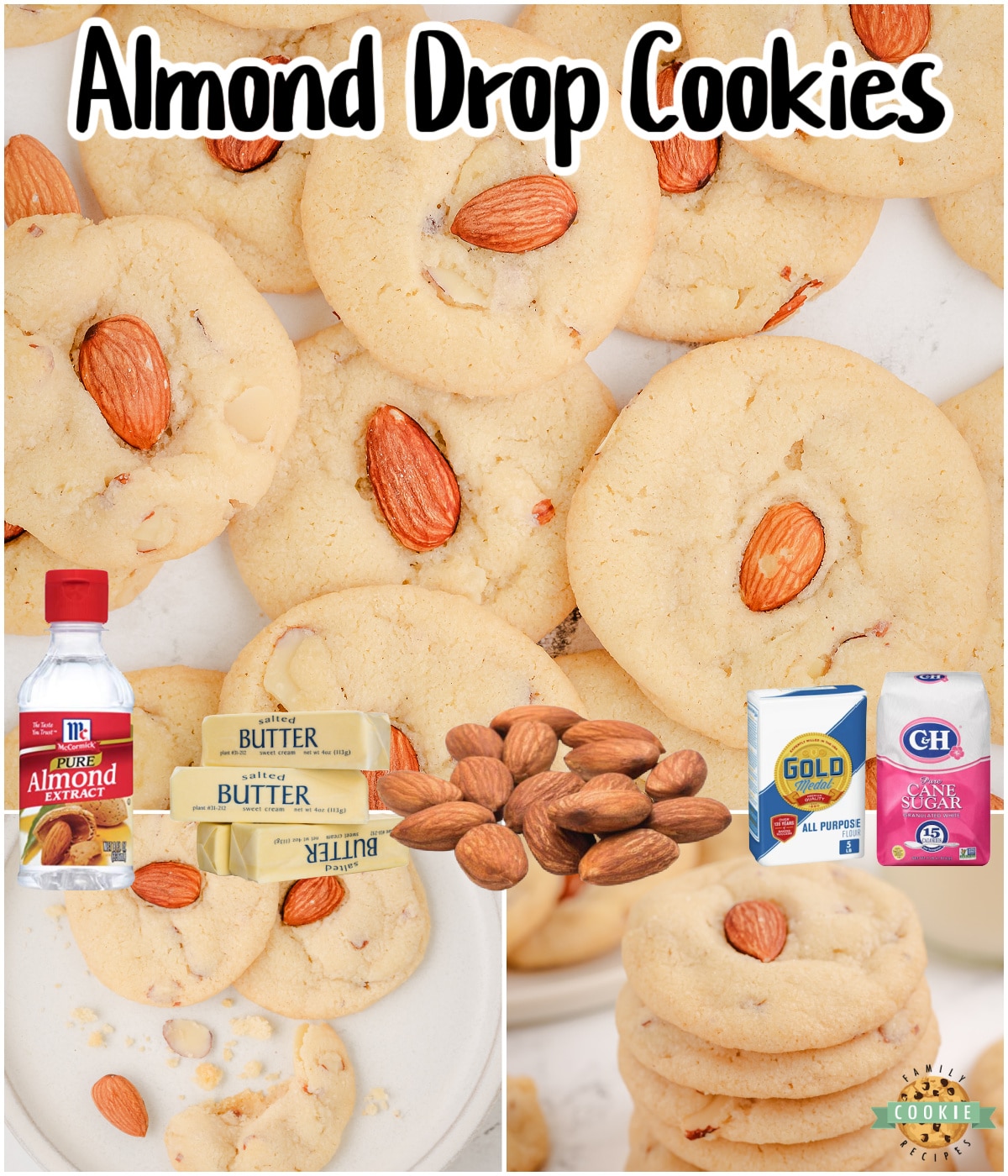Almond Drop Cookies are easy to make with pantry ingredients & have a delicious buttery, nutty flavor that's irresistible! 