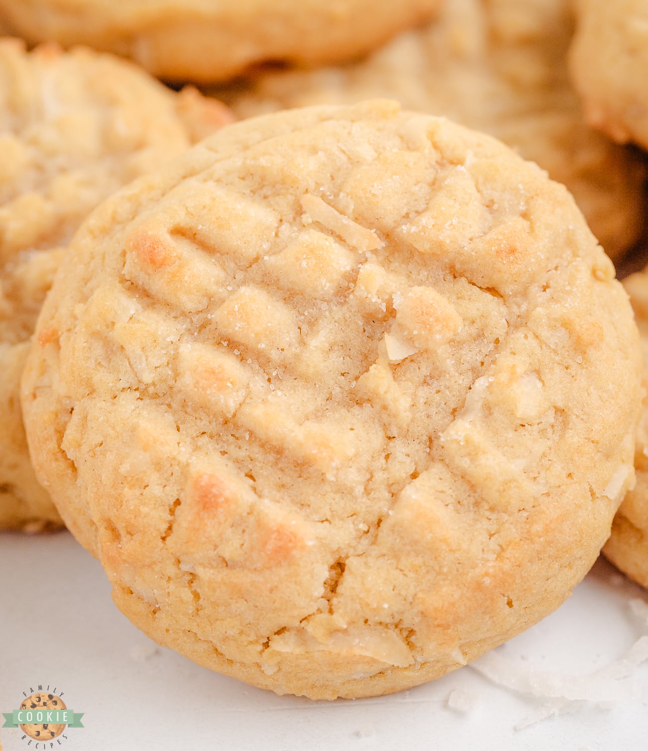 round coconut cookies with fork marks